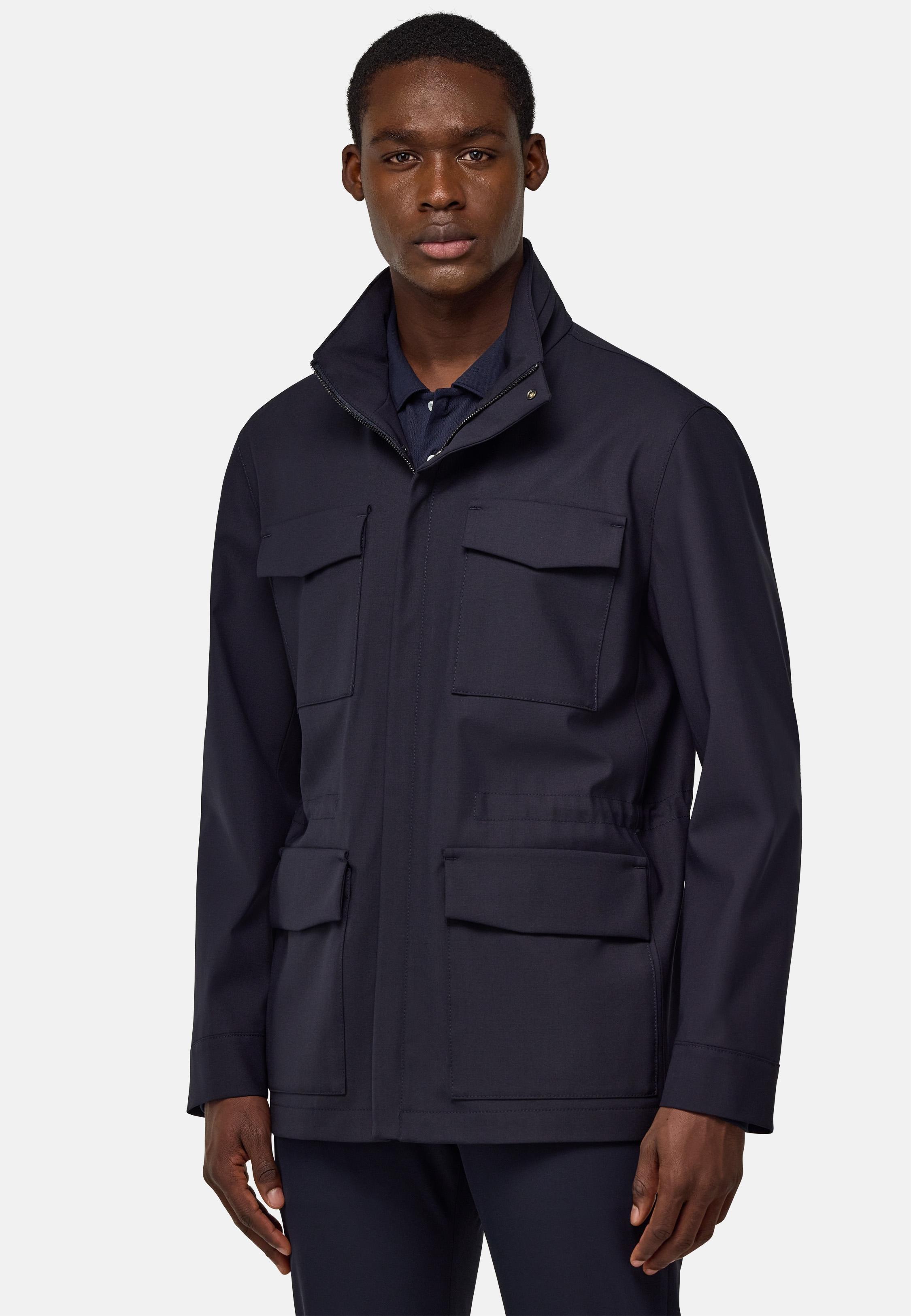 Blue Field Jacket In Technical Wool, , large image number 1