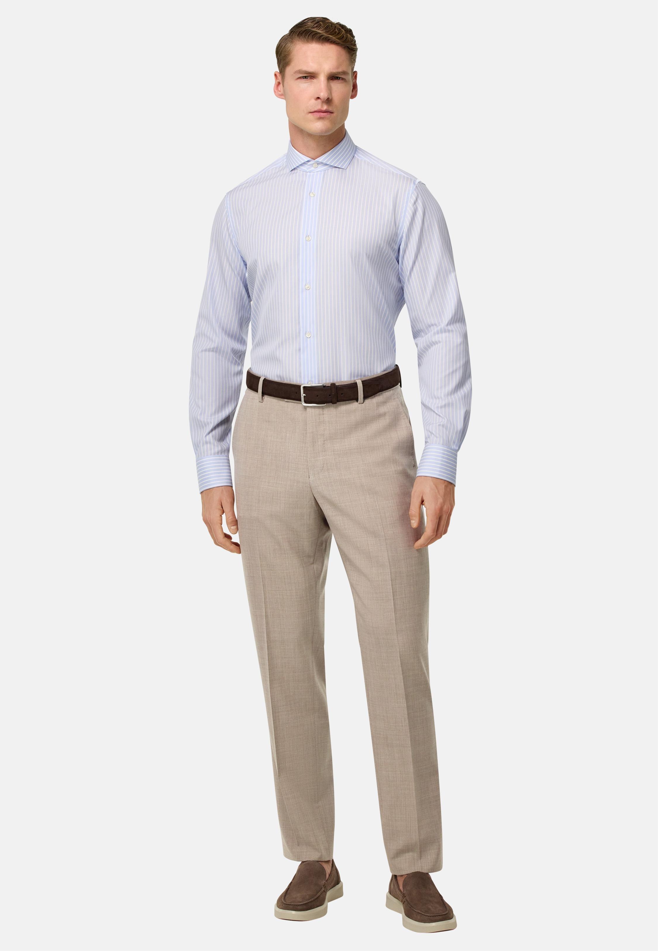 Beige B Aria Trousers In Stretch Pure Wool, Taupe, medium