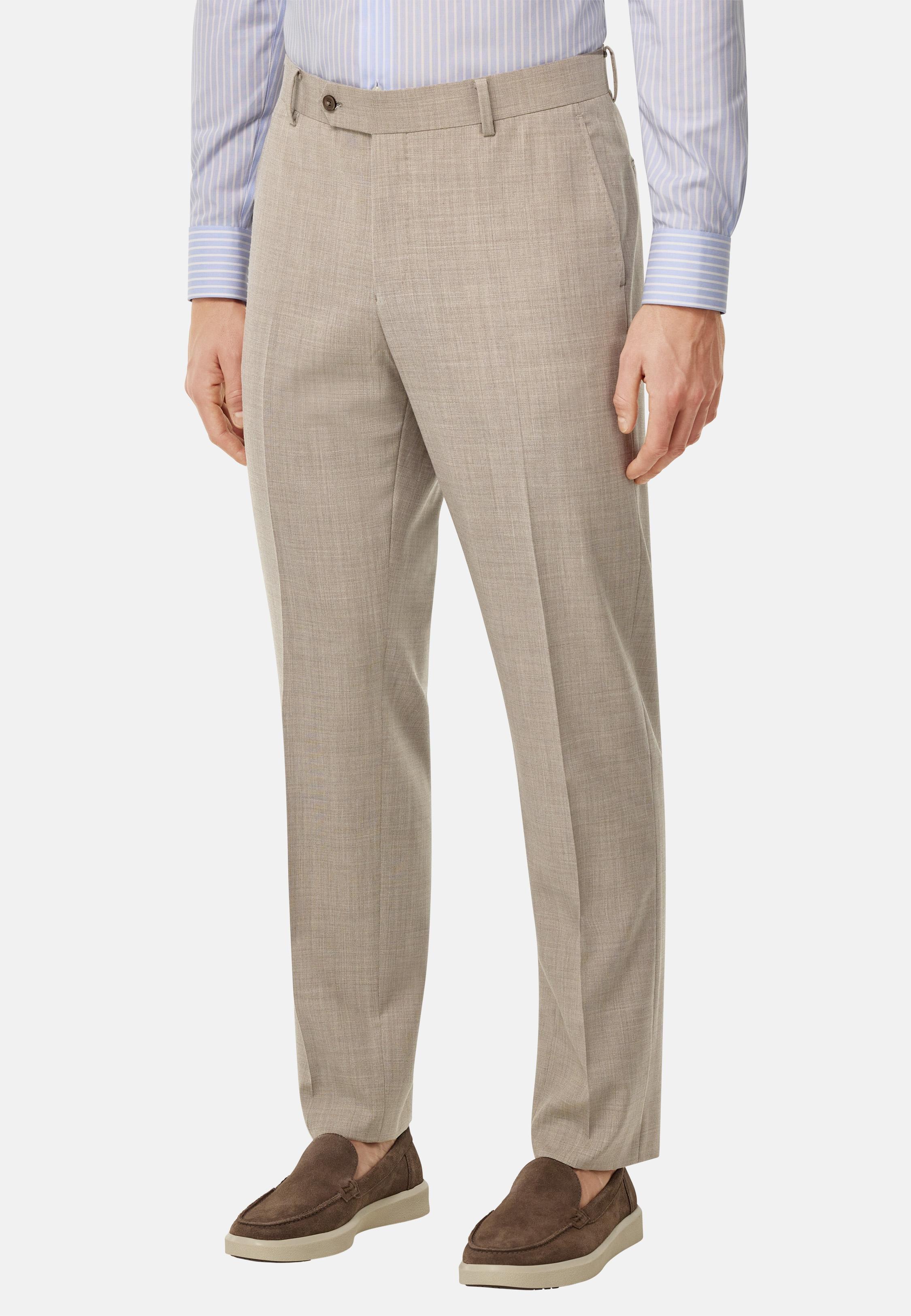 Beige B Aria Trousers In Stretch Pure Wool, Taupe, medium