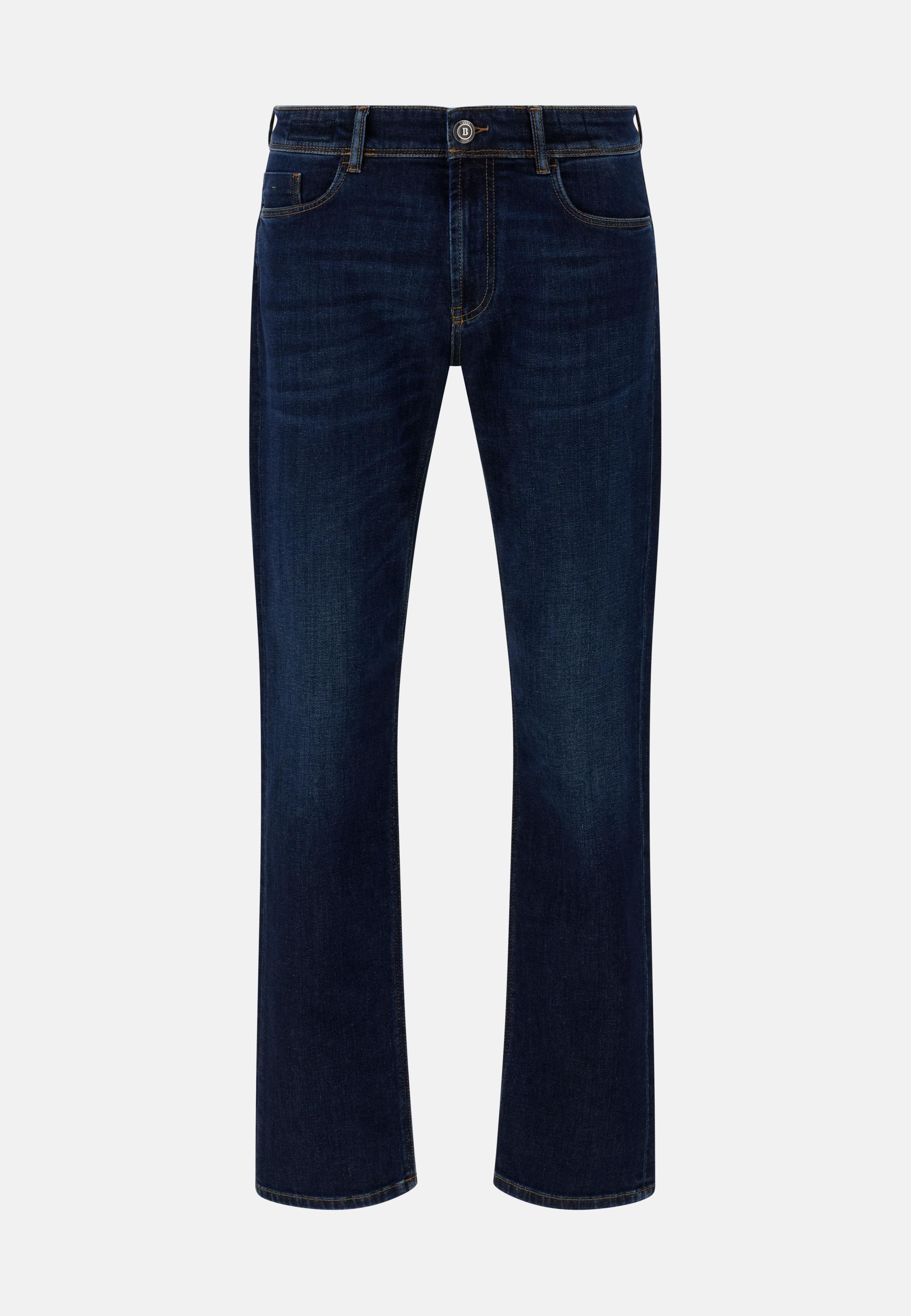 Medium Blue Stretch Denim Jeans Blue, Dark Blue, medium