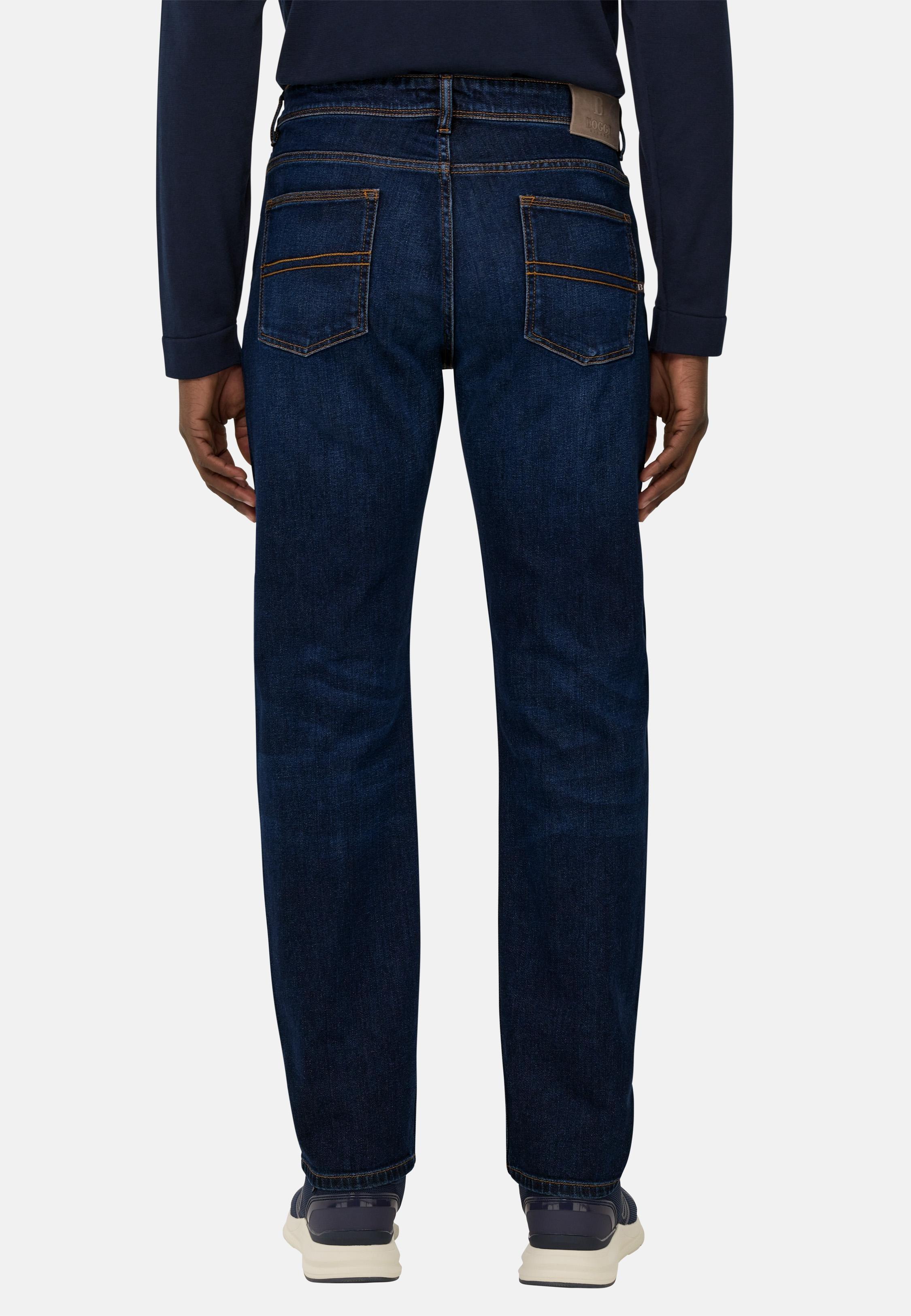 Medium Blue Stretch Denim Jeans Blue, Dark Blue, medium