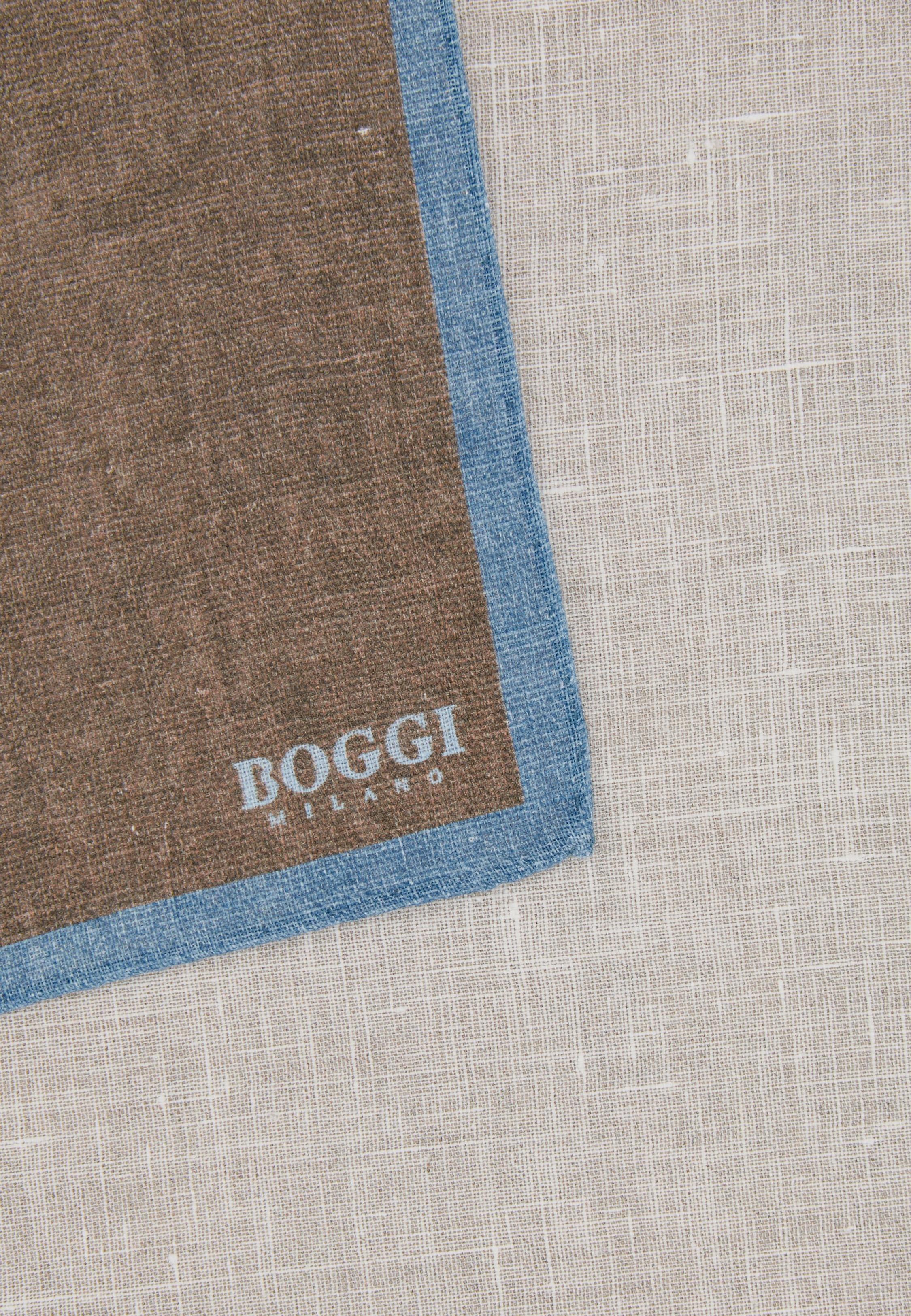 Linen Pocket Square With Contrasting Edge Brown, 3901_TAUP, large image number 0