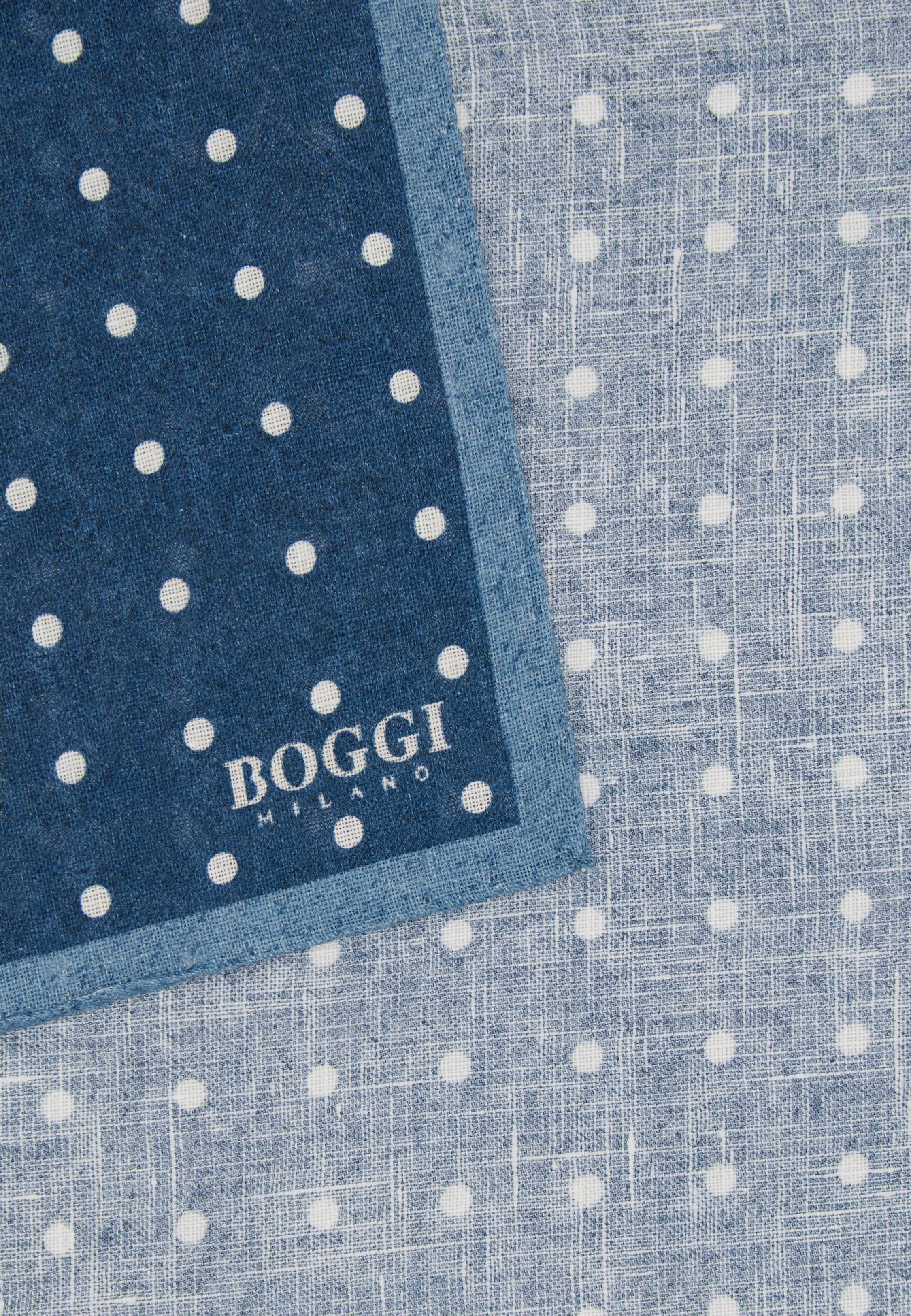 Blue Polka Dot Linen Pocket Square, Navy blue, large image number 0