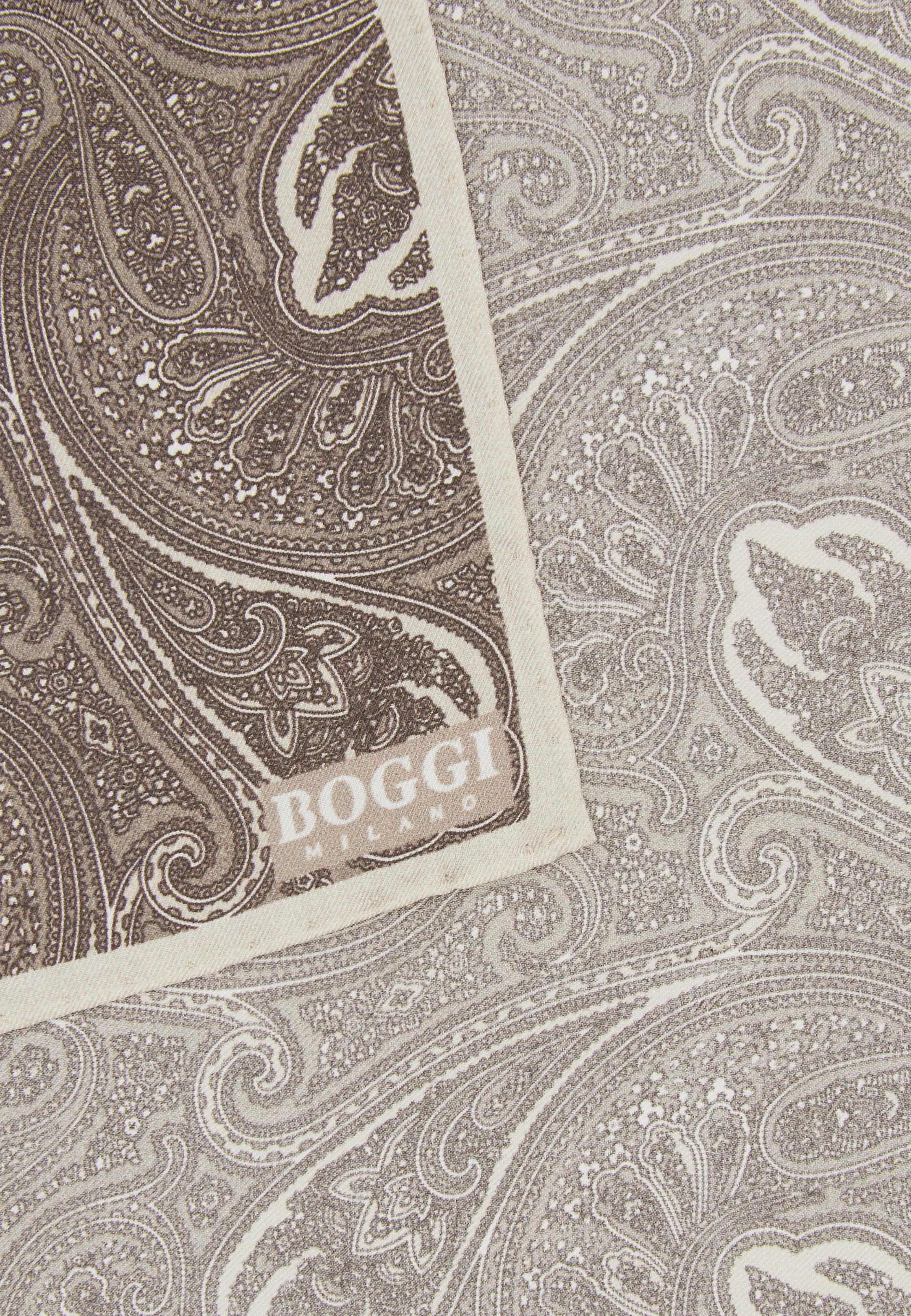 Patterned Silk Pocket Square Brown, , medium