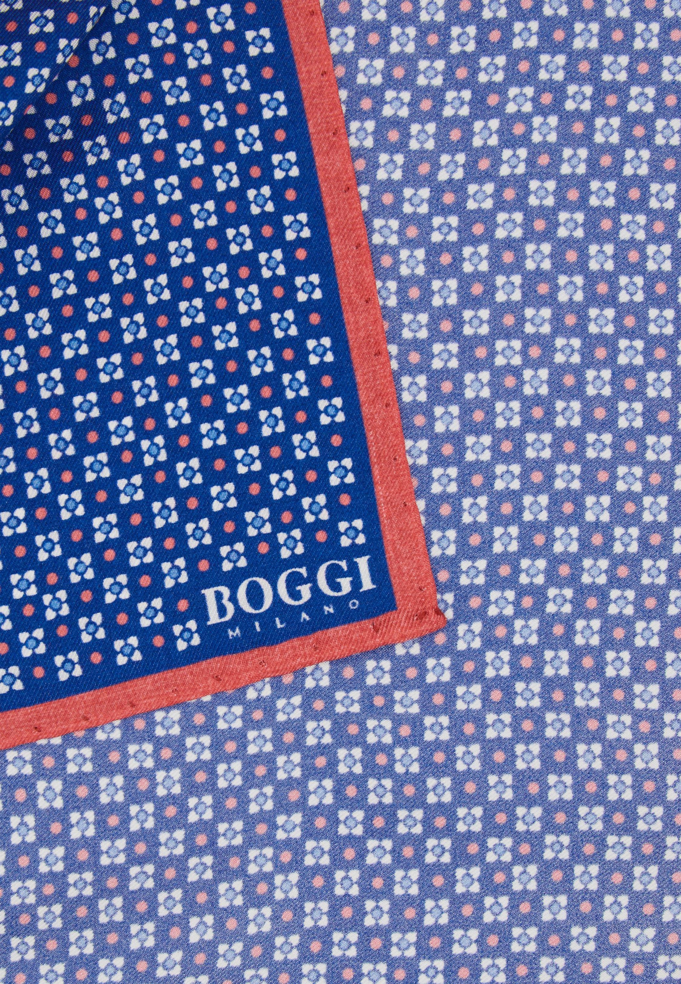 Floral Silk Pocket Square Navy, , medium