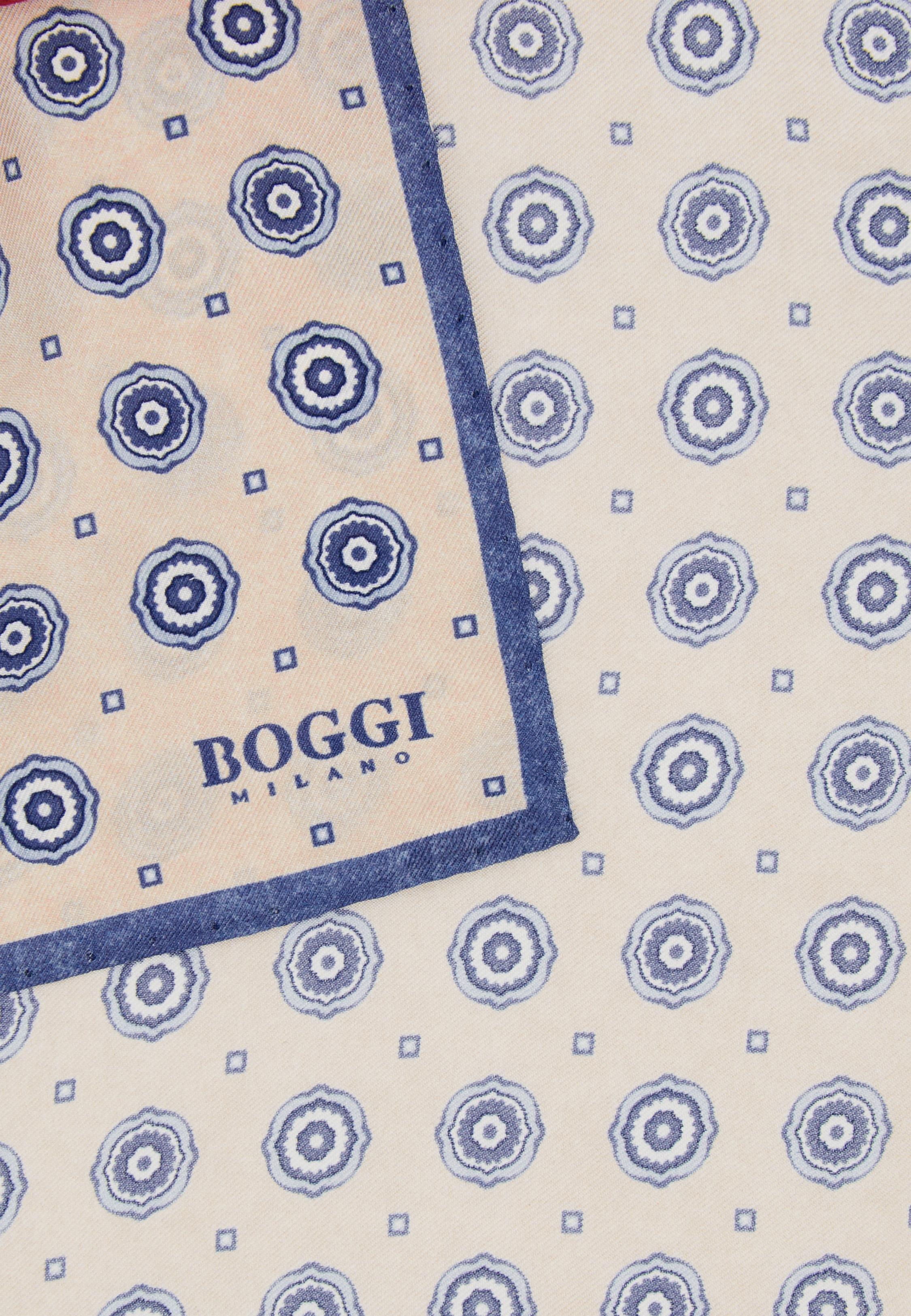 Beige Medalions Motif Silk Pocket Square, Beige, large image number 0