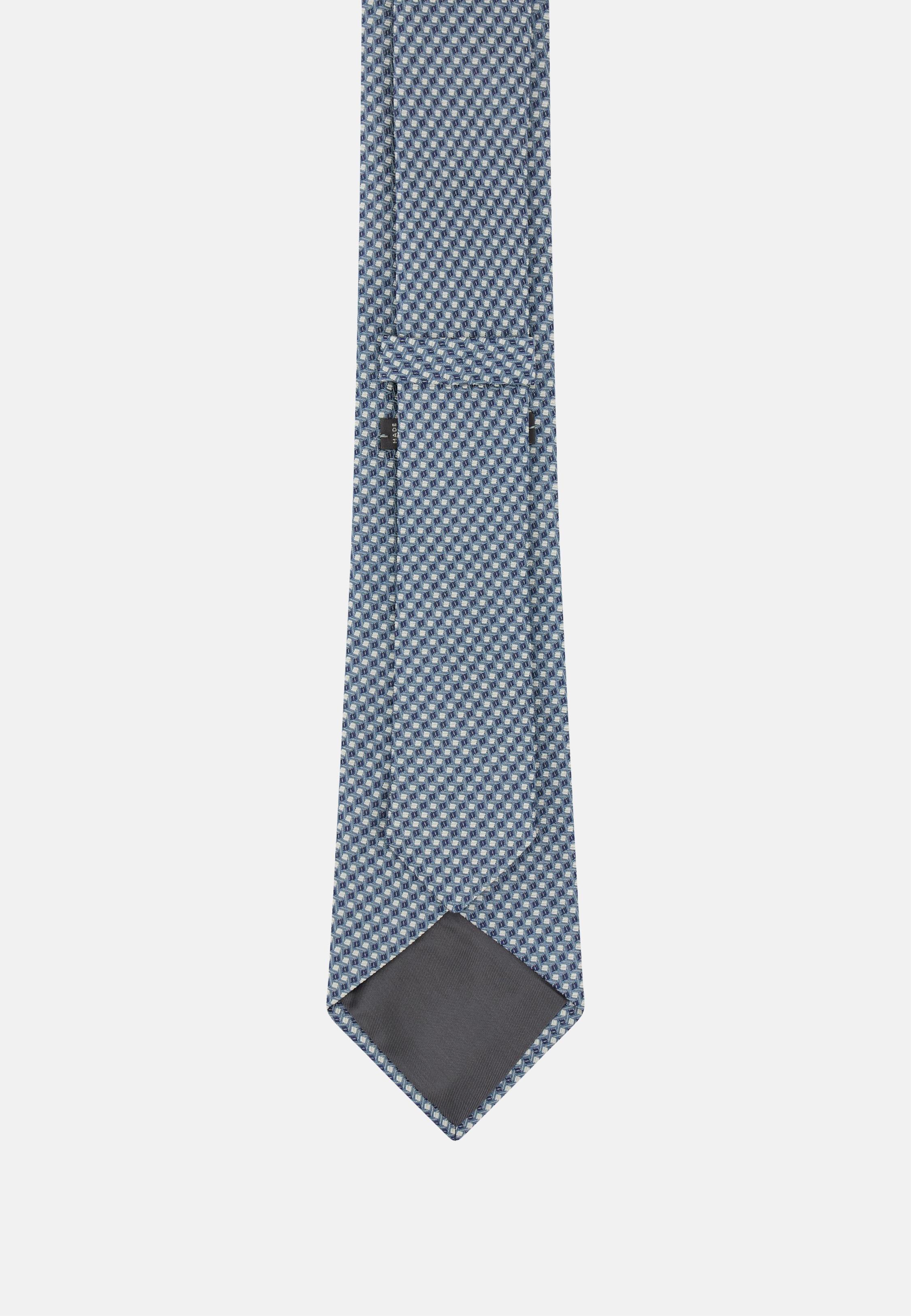 Blue Micro-Designed Silk Blend Tie, , medium