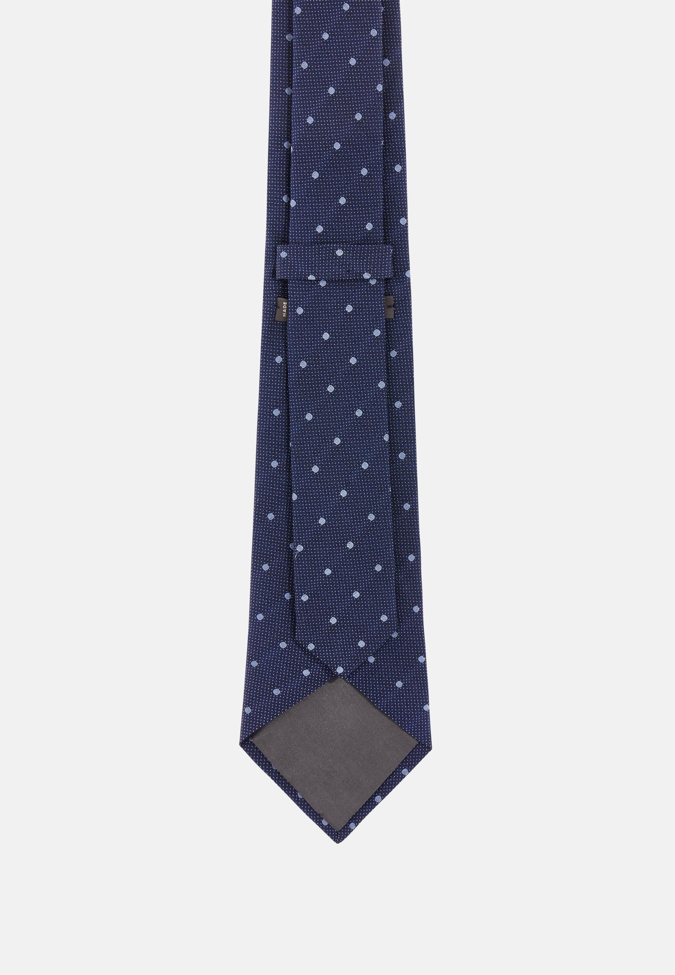 Polka Dot Silk Blend Tie Navy, Navy blue, large image number 0