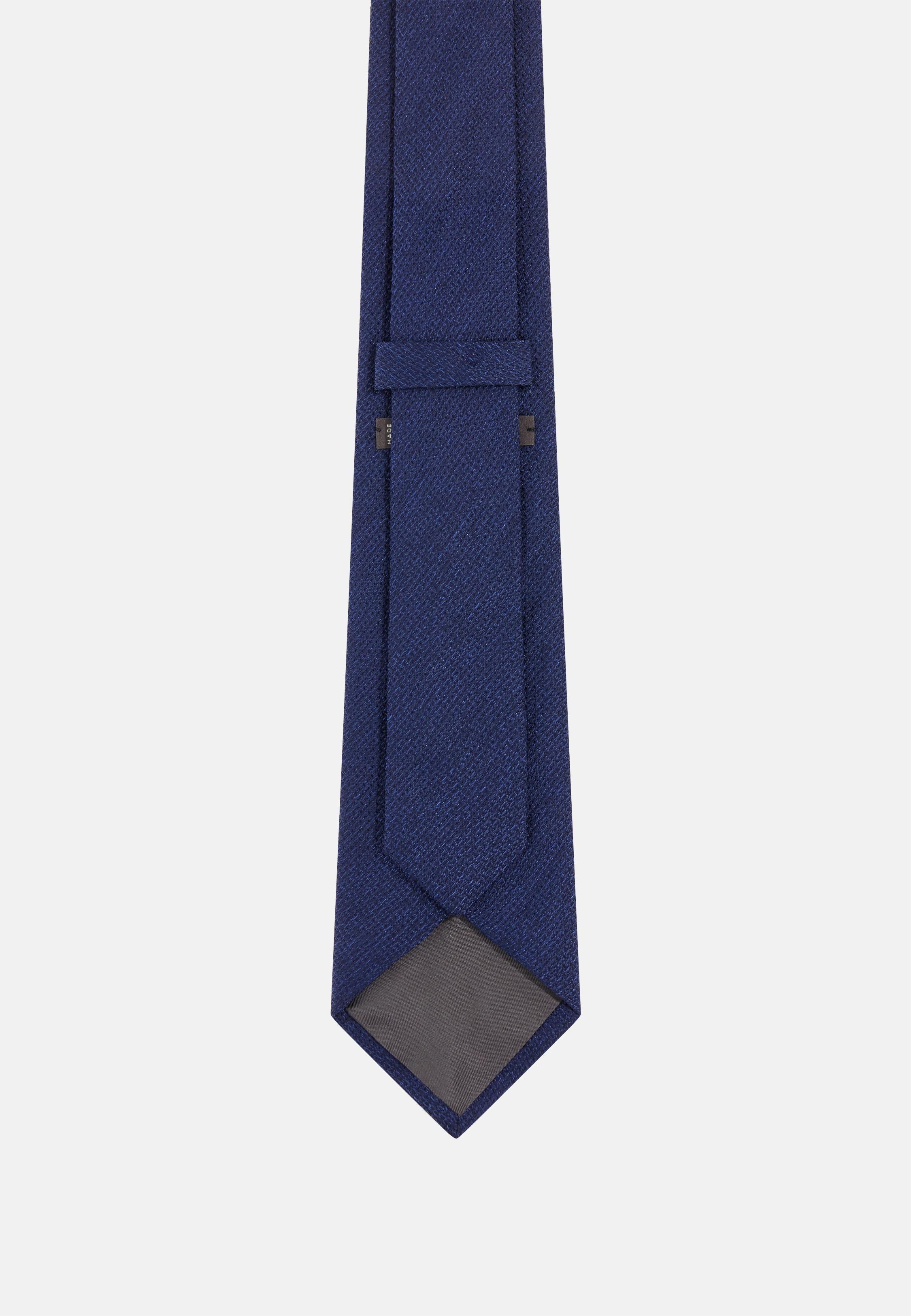 Blue Silk Blend Jacquard Tie, Navy blue, large image number 0