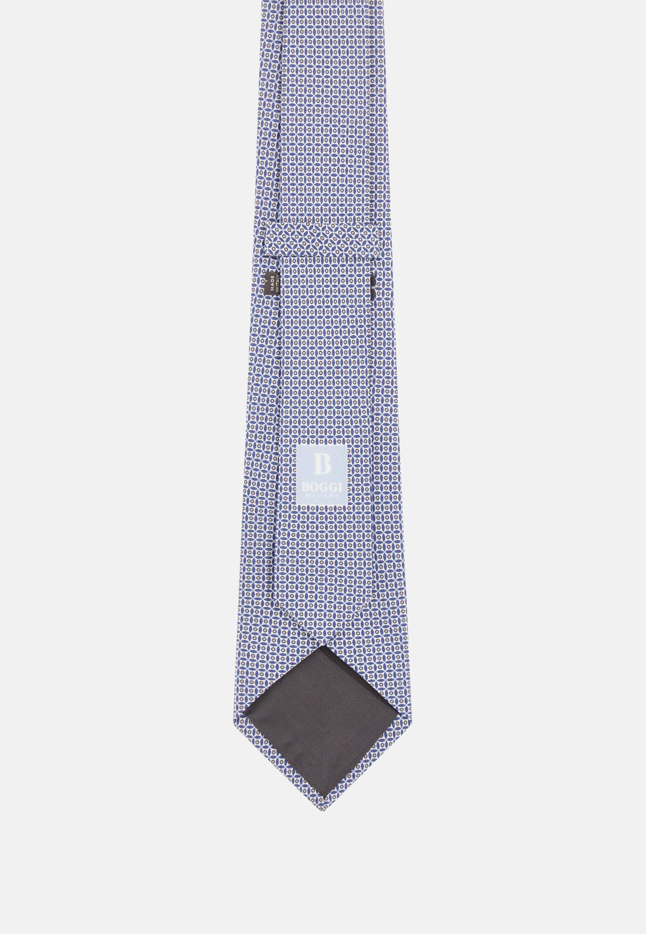 Blue Geometric Print Silk Tie, 3901_BLUE, large image number 0