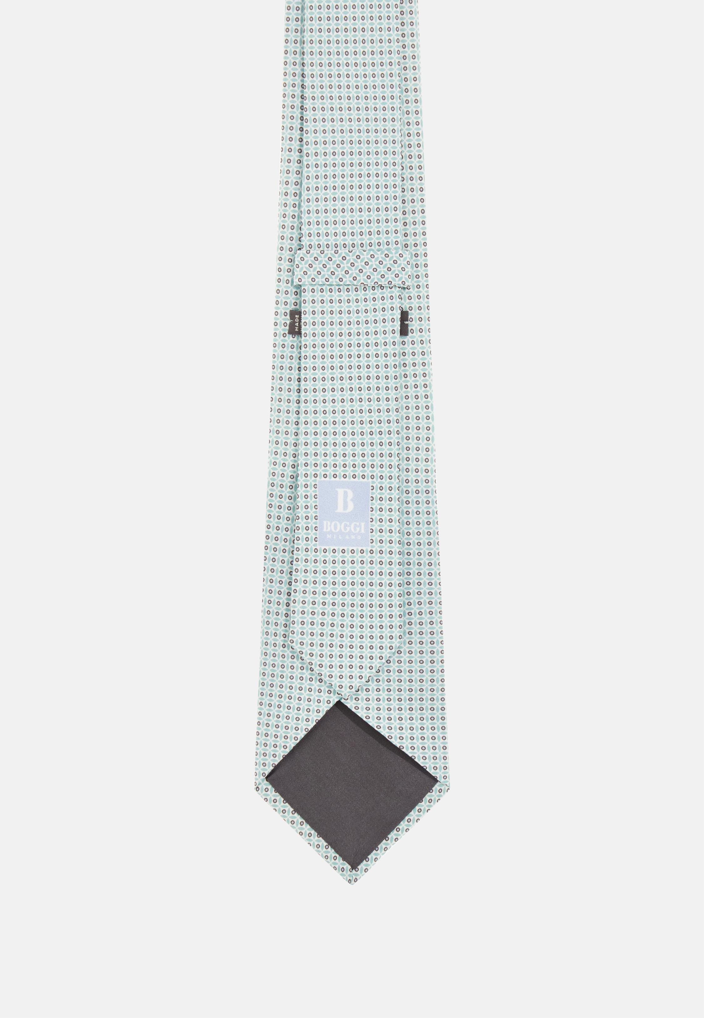 Green Geometric Print Silk Tie, Light Green, large image number 0