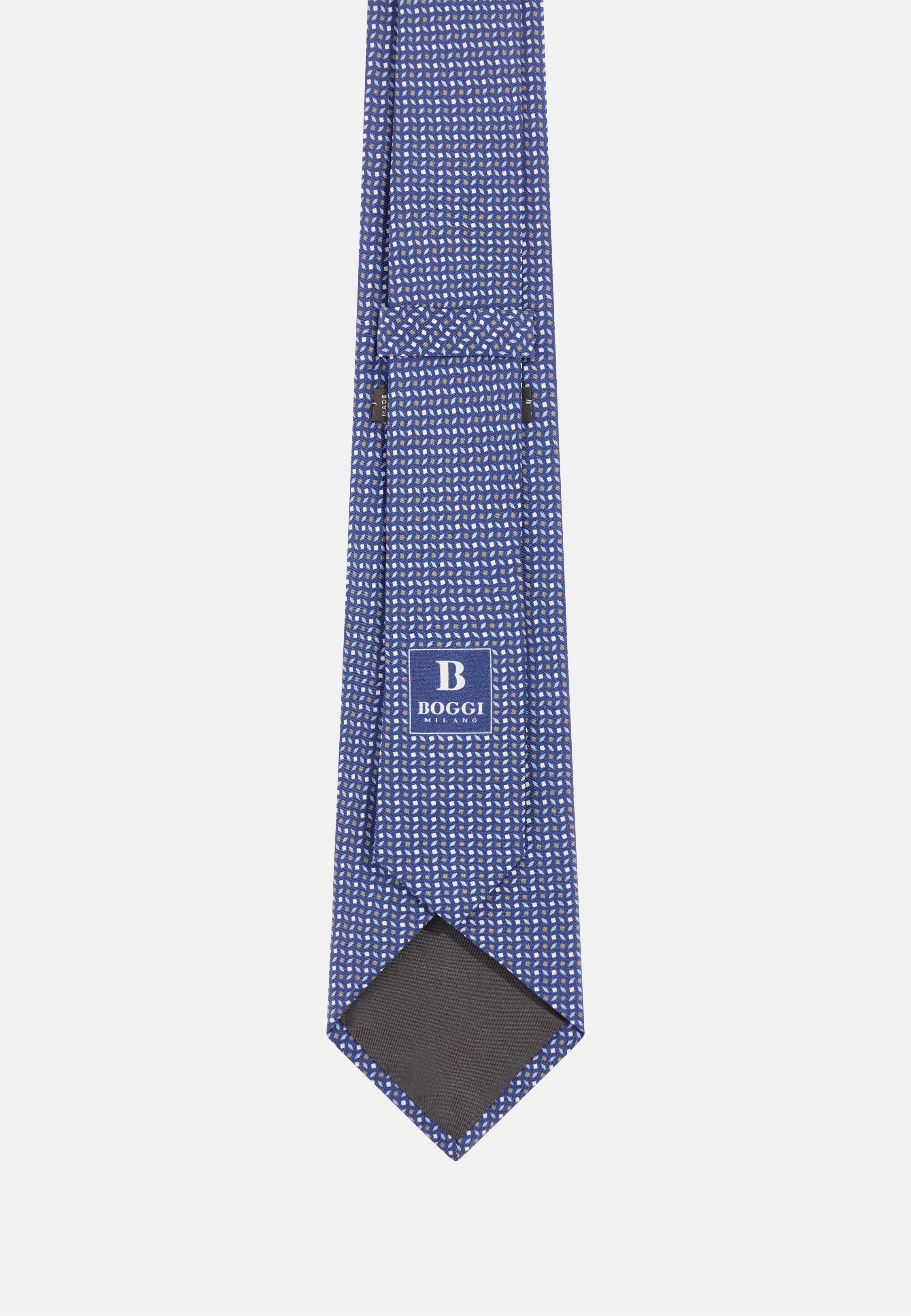Patterned Silk Tie Blue, , medium