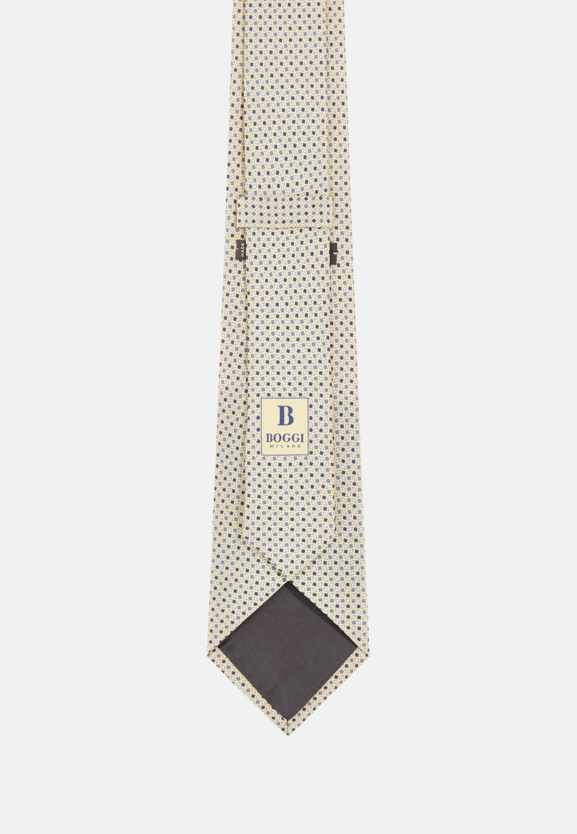 Patterned Silk Tie Yellow, , medium