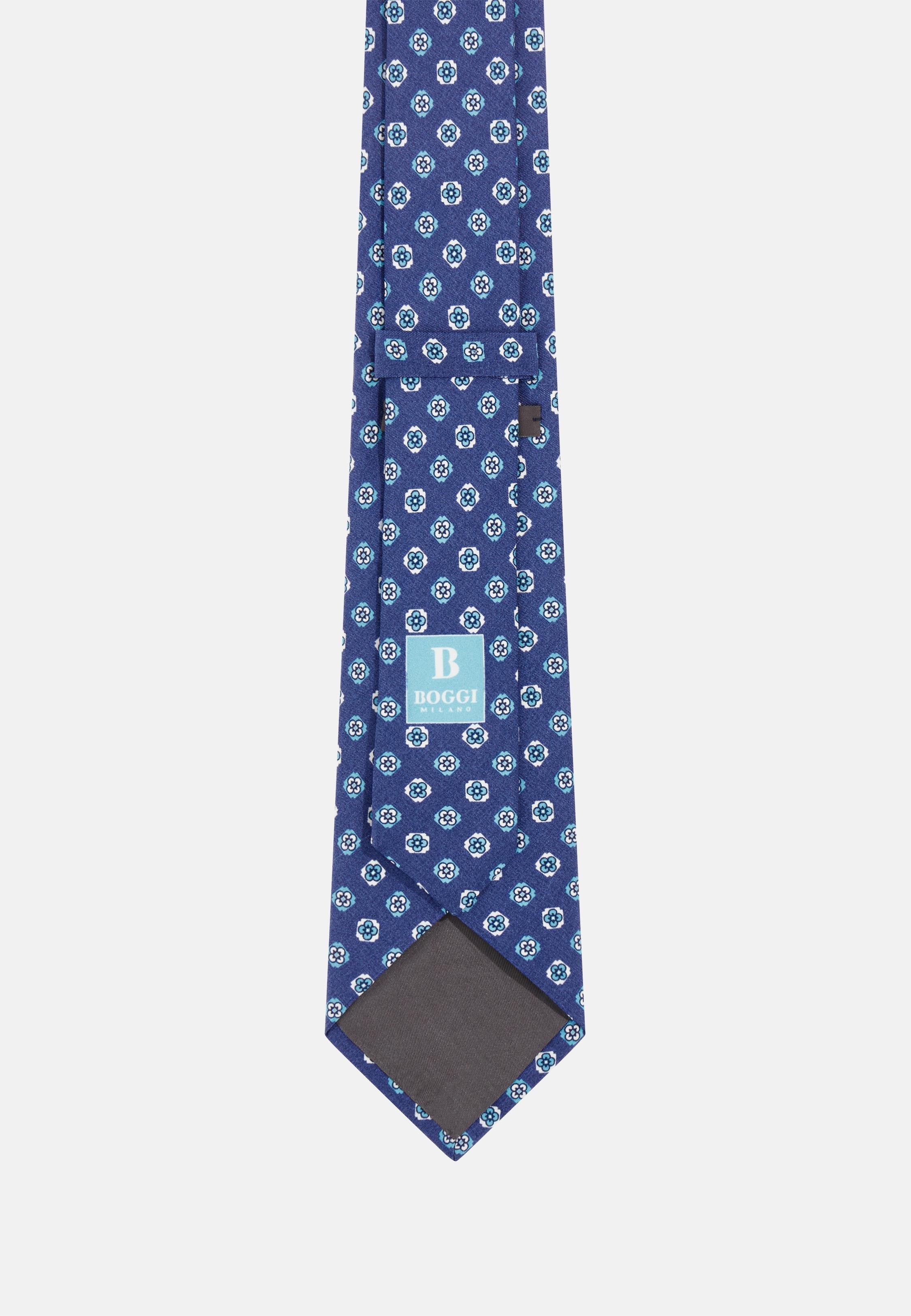 Floral Silk Tie Blue, , medium