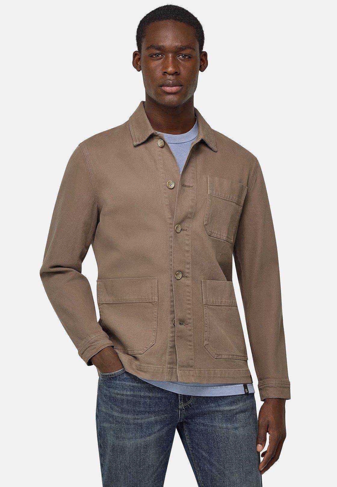 Brown Work Shirt Jacket In Cotton, , large image number 1