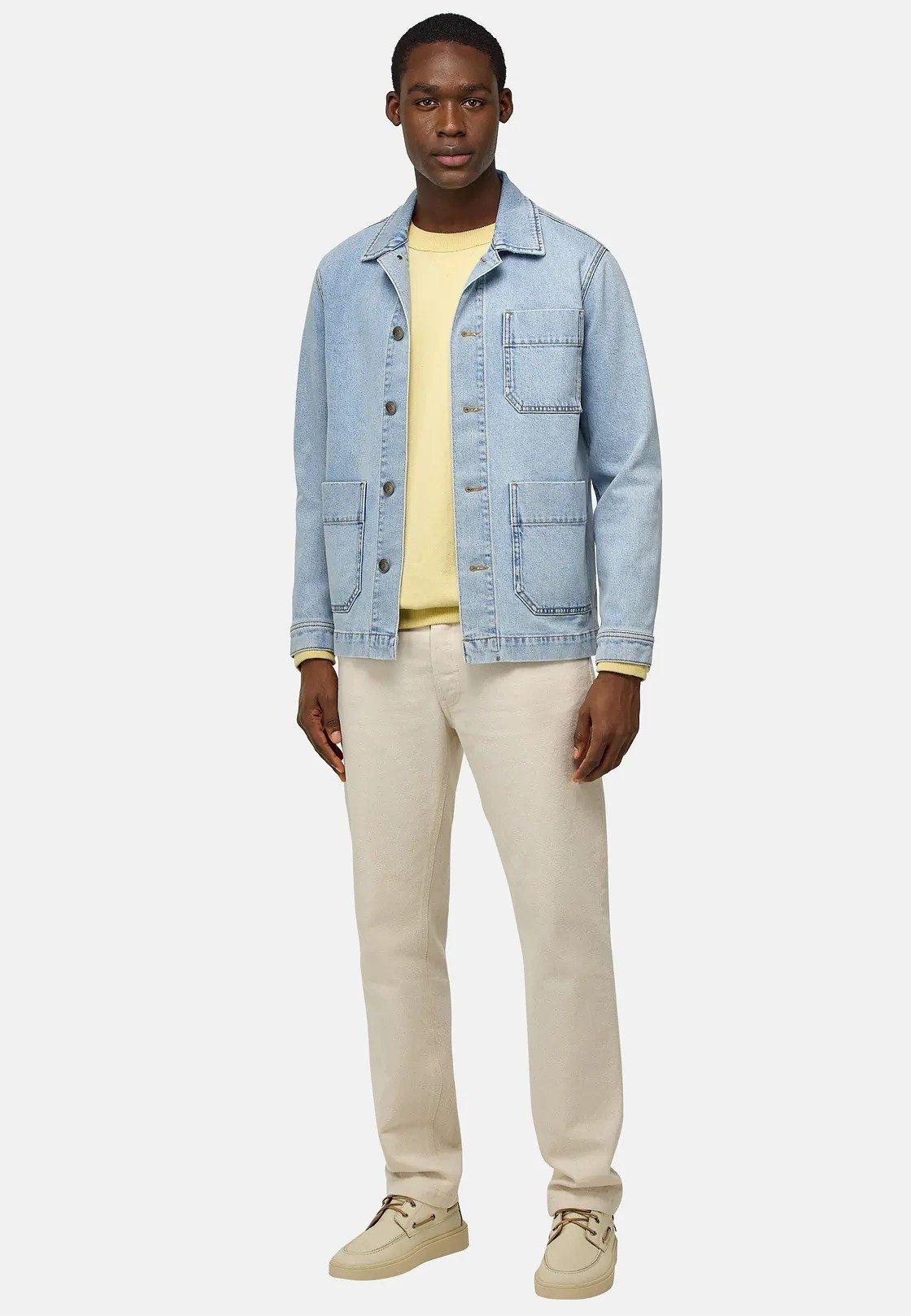 Blue Solid Shacket Jacket, , large image number 0