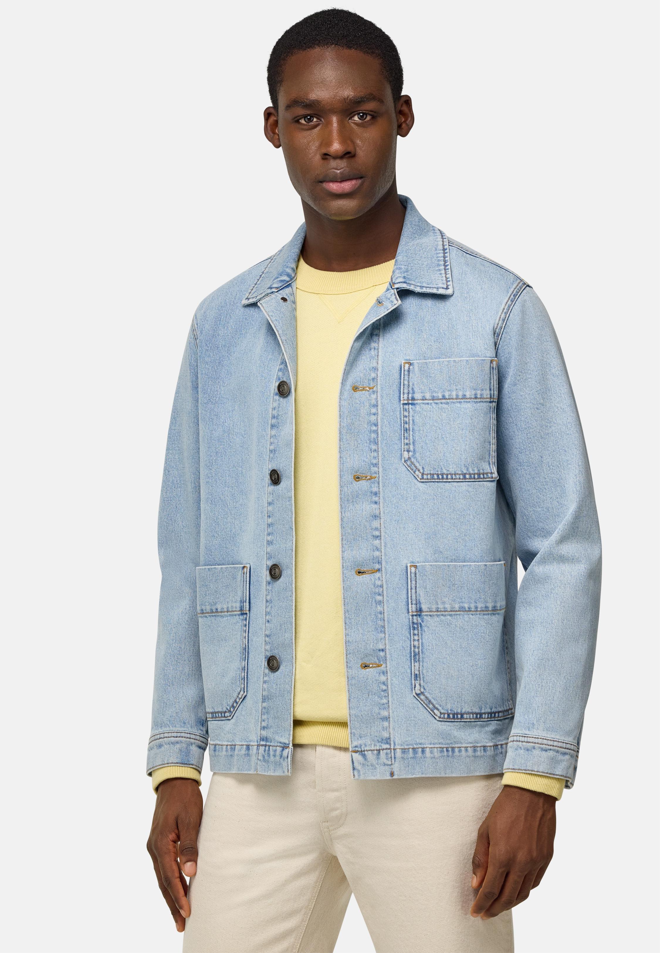 Blue Solid Shacket Jacket, , large image number 1