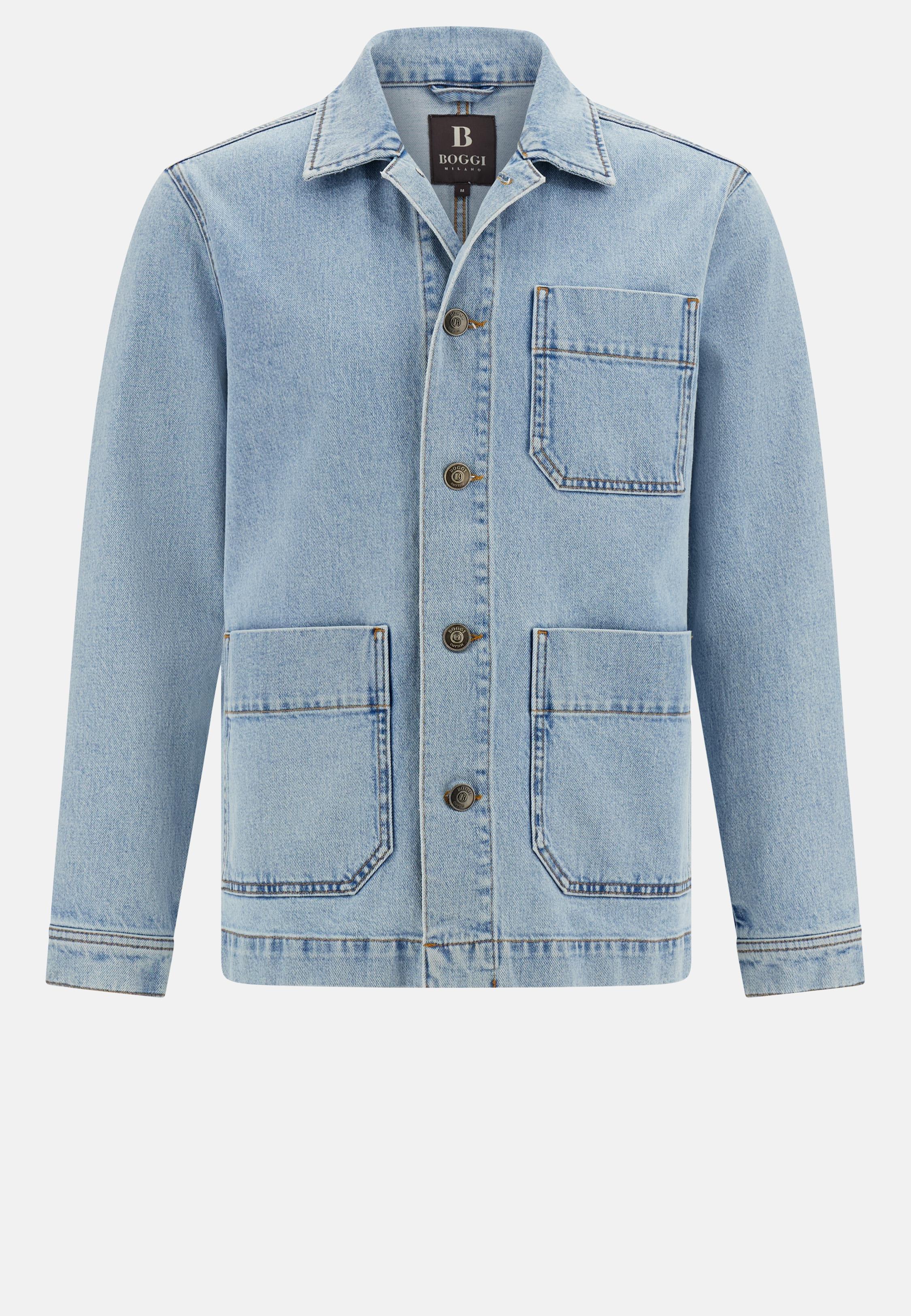 Blue Solid Shacket Jacket, , large image number 7
