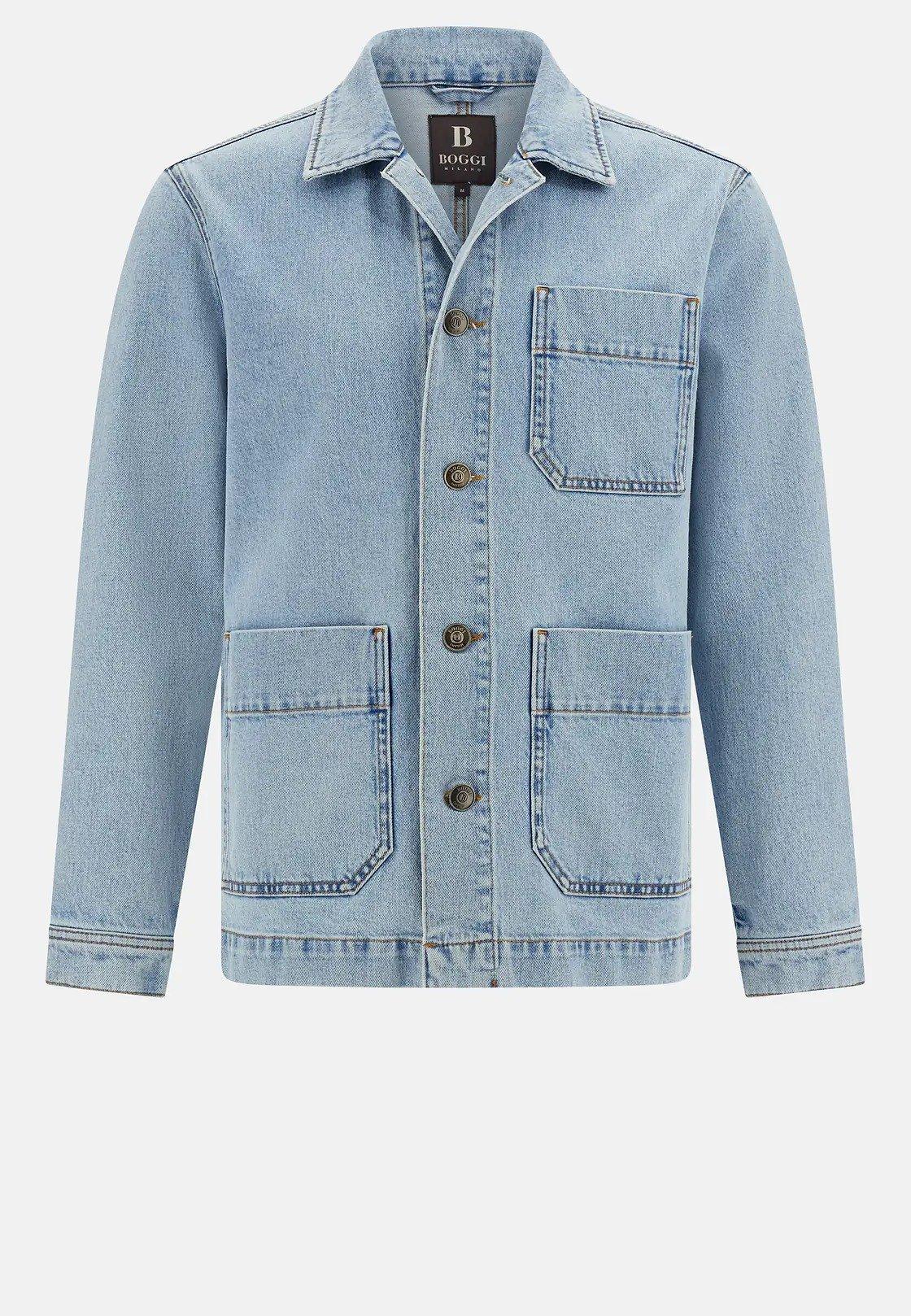 Blue Solid Shacket Jacket, , large image number 8