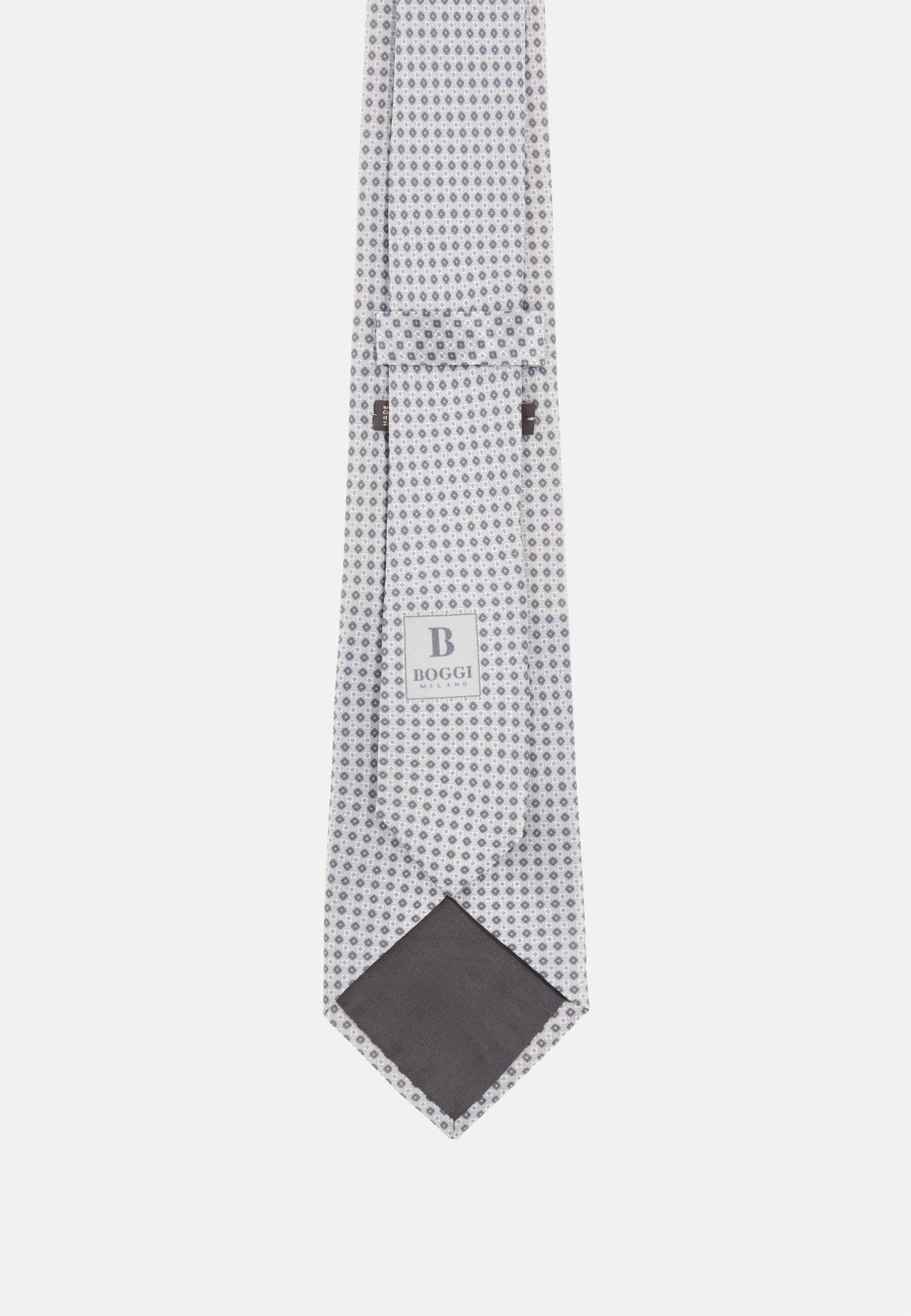 Patterned Formal Silk Tie White, , medium