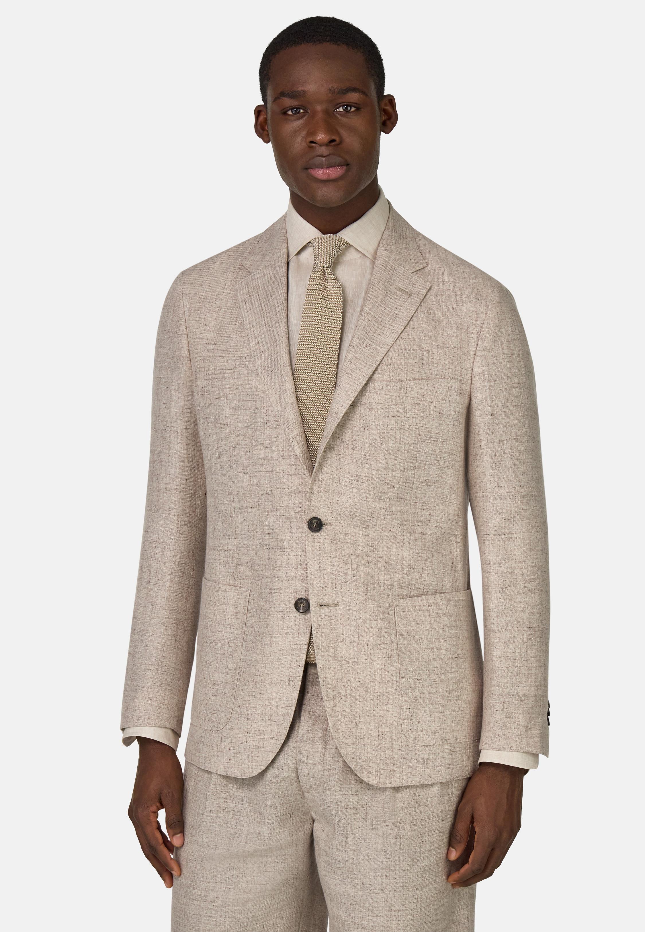 Mélange Pure Linen Jacket Brown, Taupe, medium