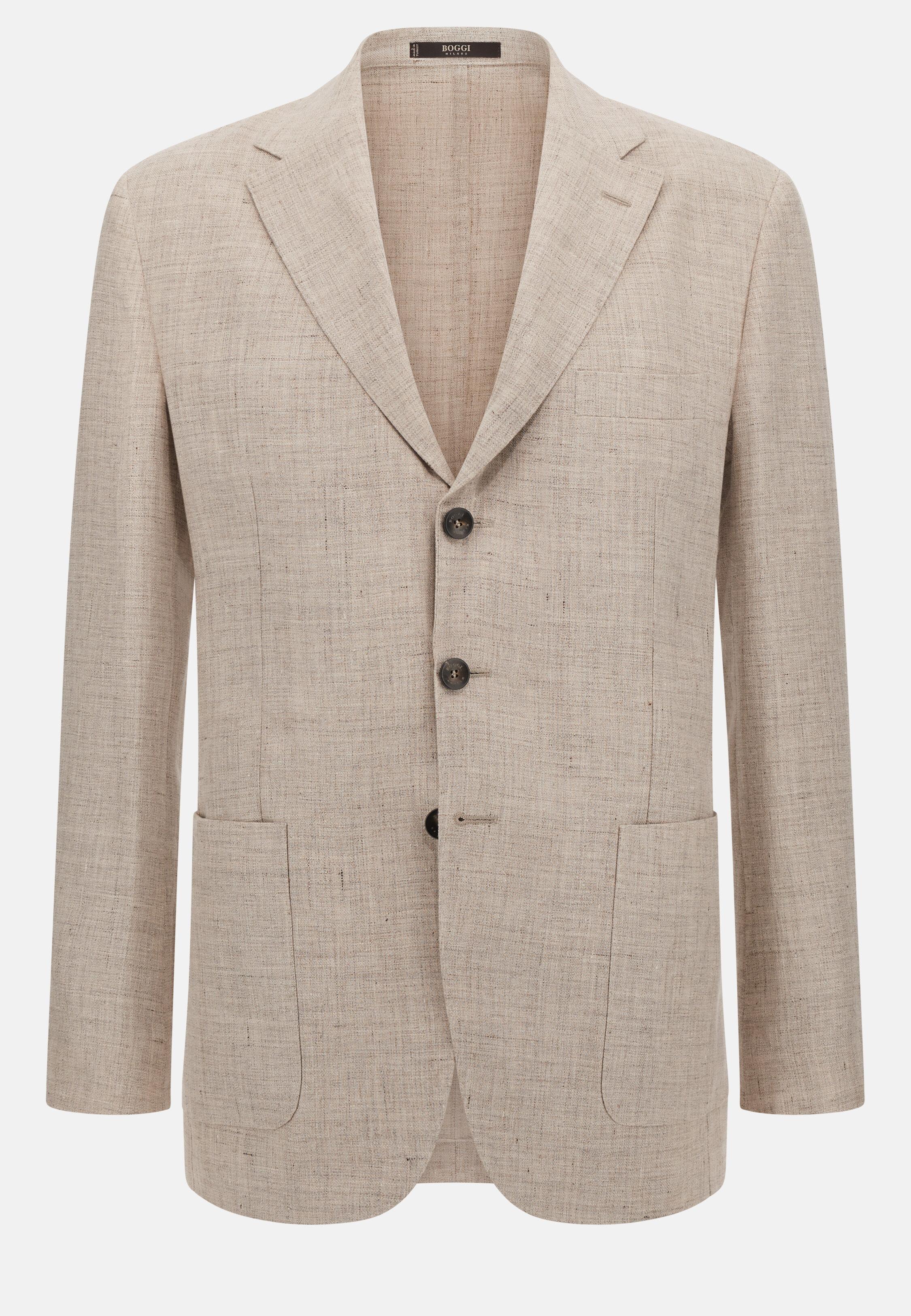 Jacket in M&eacute;lange Pure Linen, Taupe, Taupe, large image number 8