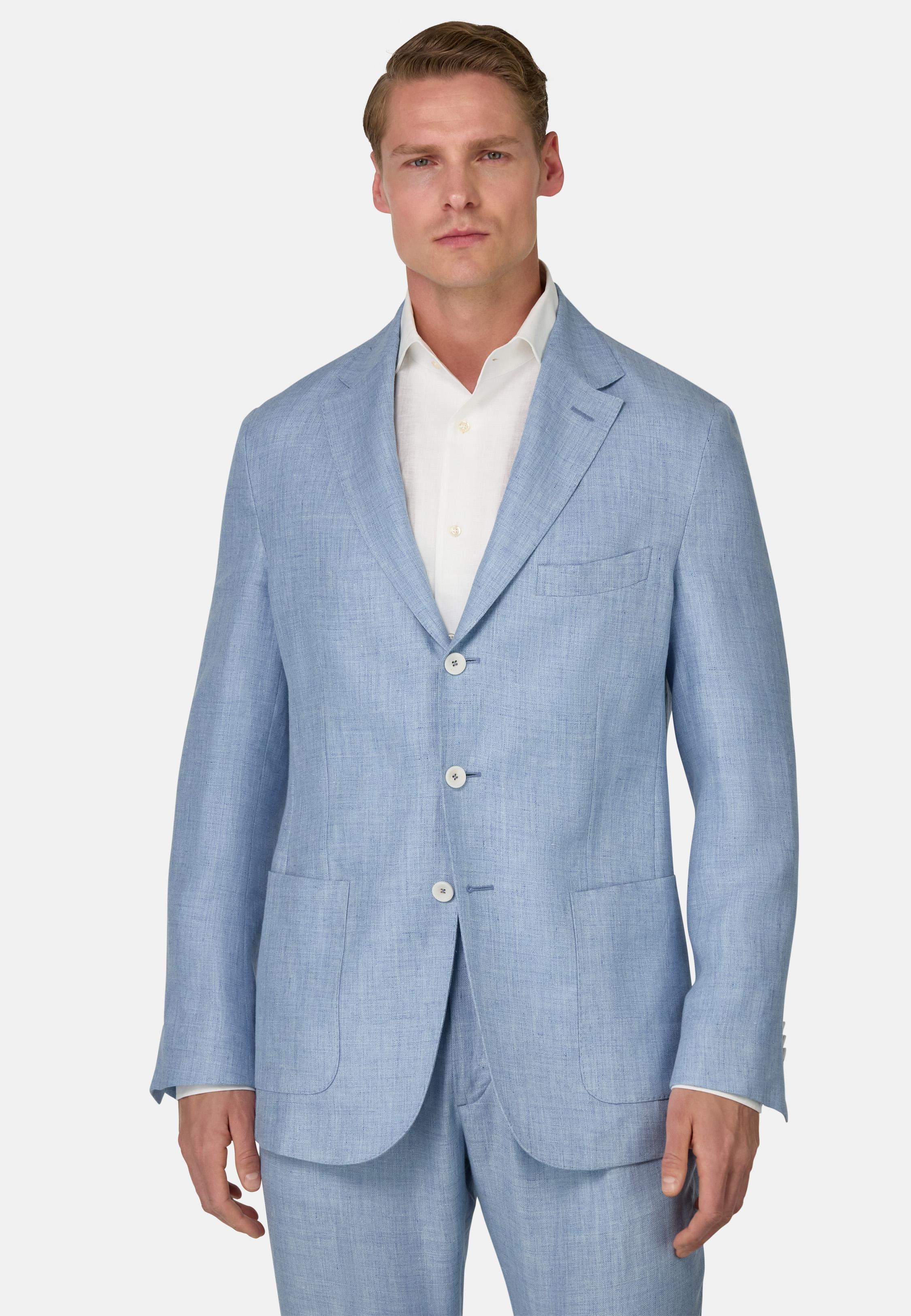 M�lange Pure Linen Jacket Blue, , large image number 1