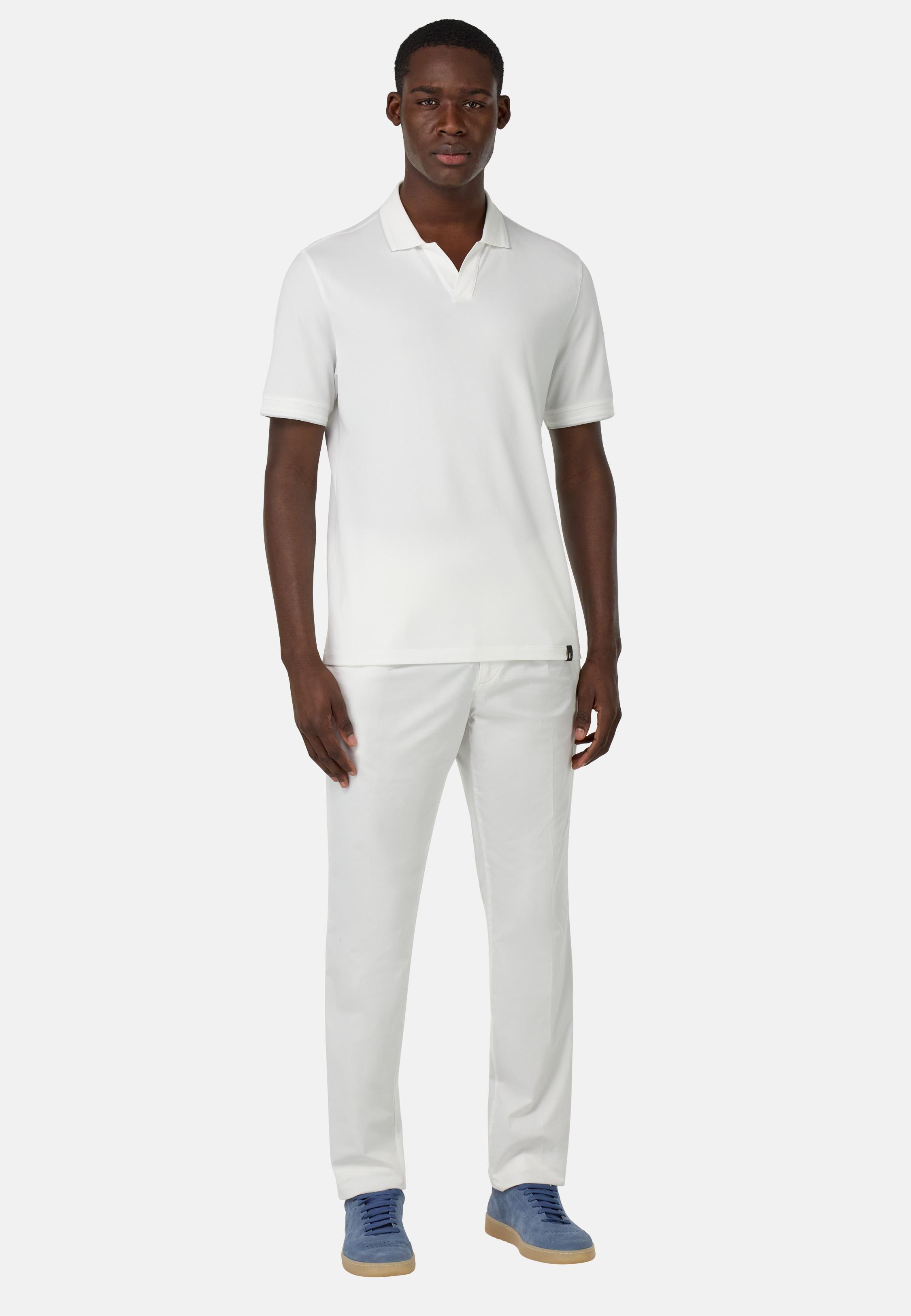 Stretch Cotton Trousers White, White, medium