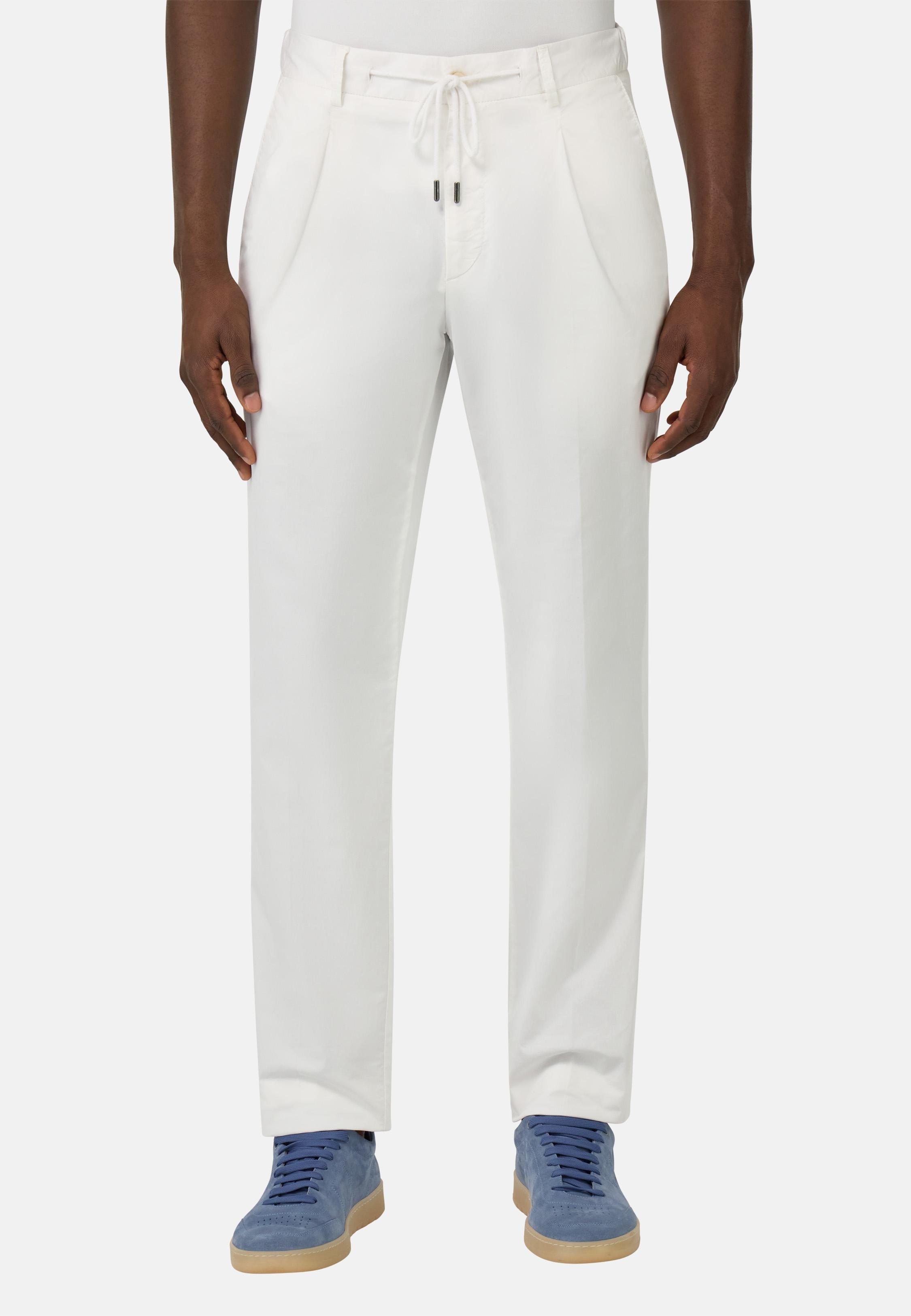 Stretch Cotton Trousers White, White, medium