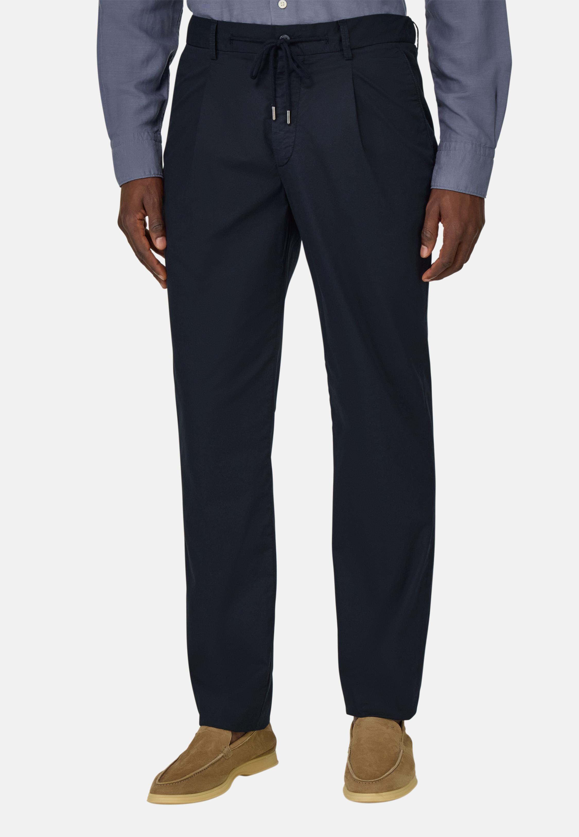 Stretch Cotton Trousers Navy, , large image number 1
