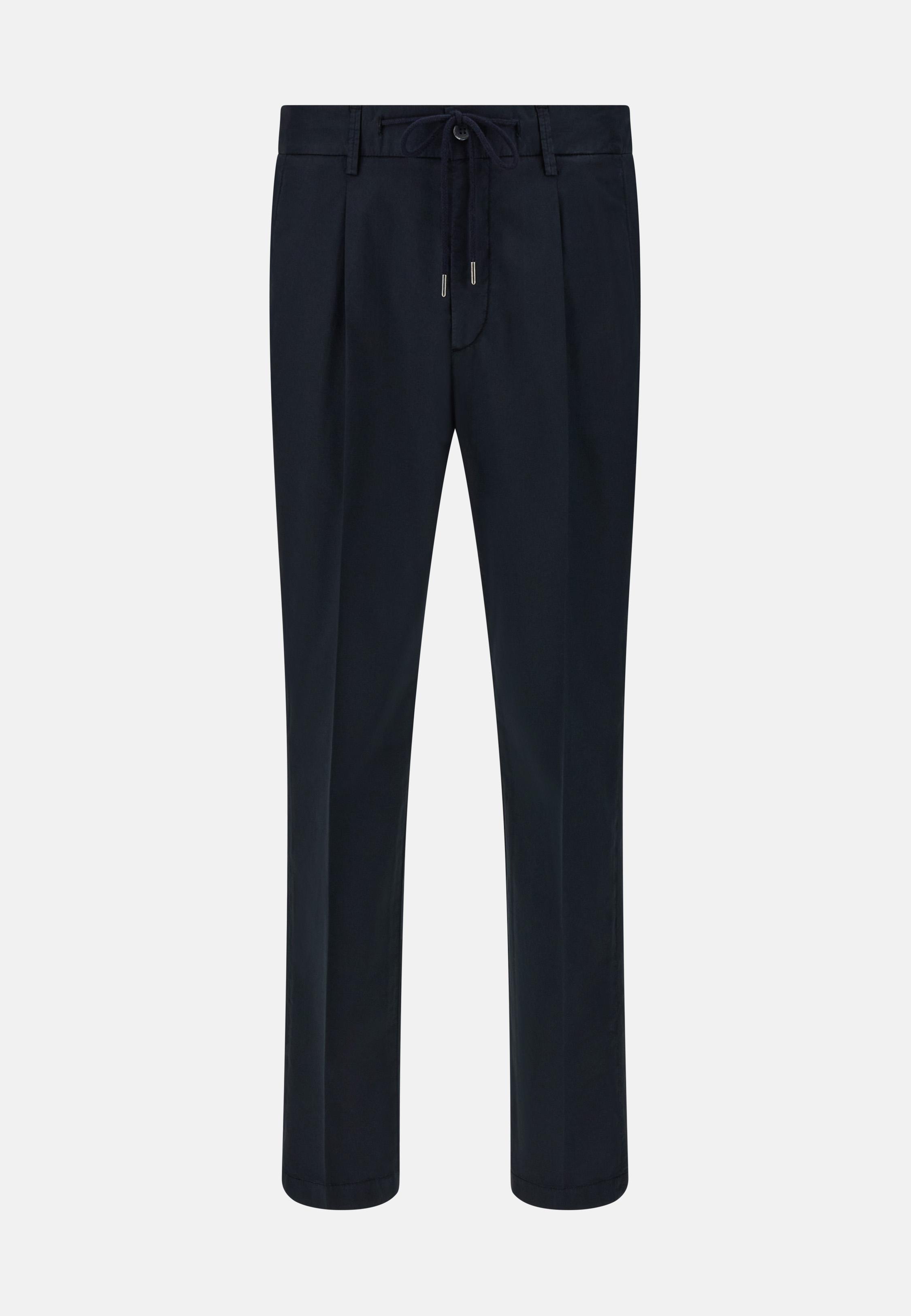 Stretch Cotton Trousers Navy, Navy blue, large image number 8