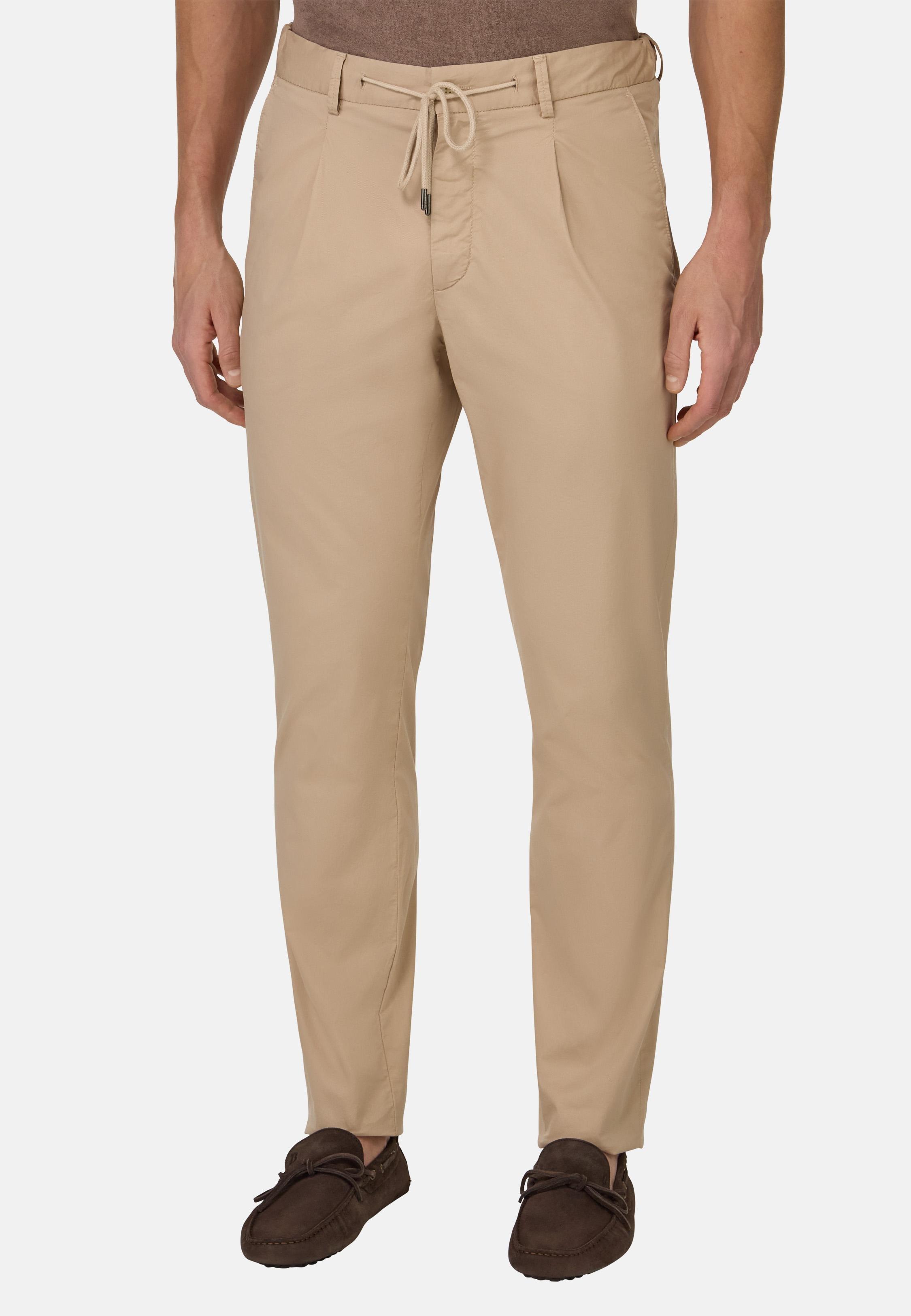 Stretch Cotton Trousers Beige, Beige, medium