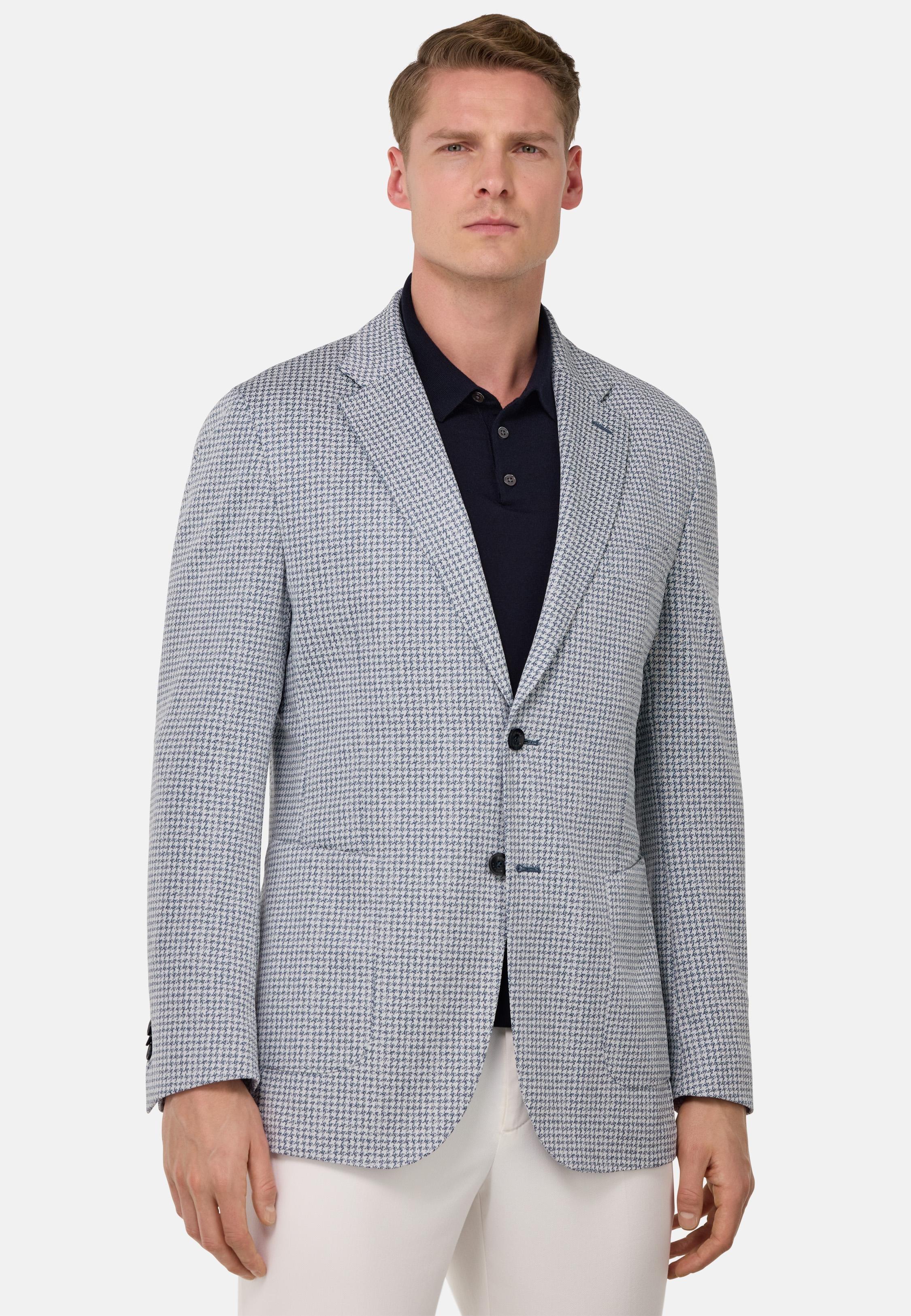 B Jersey Houndstooth Jacket White, 3901_WHBL, large image number 1