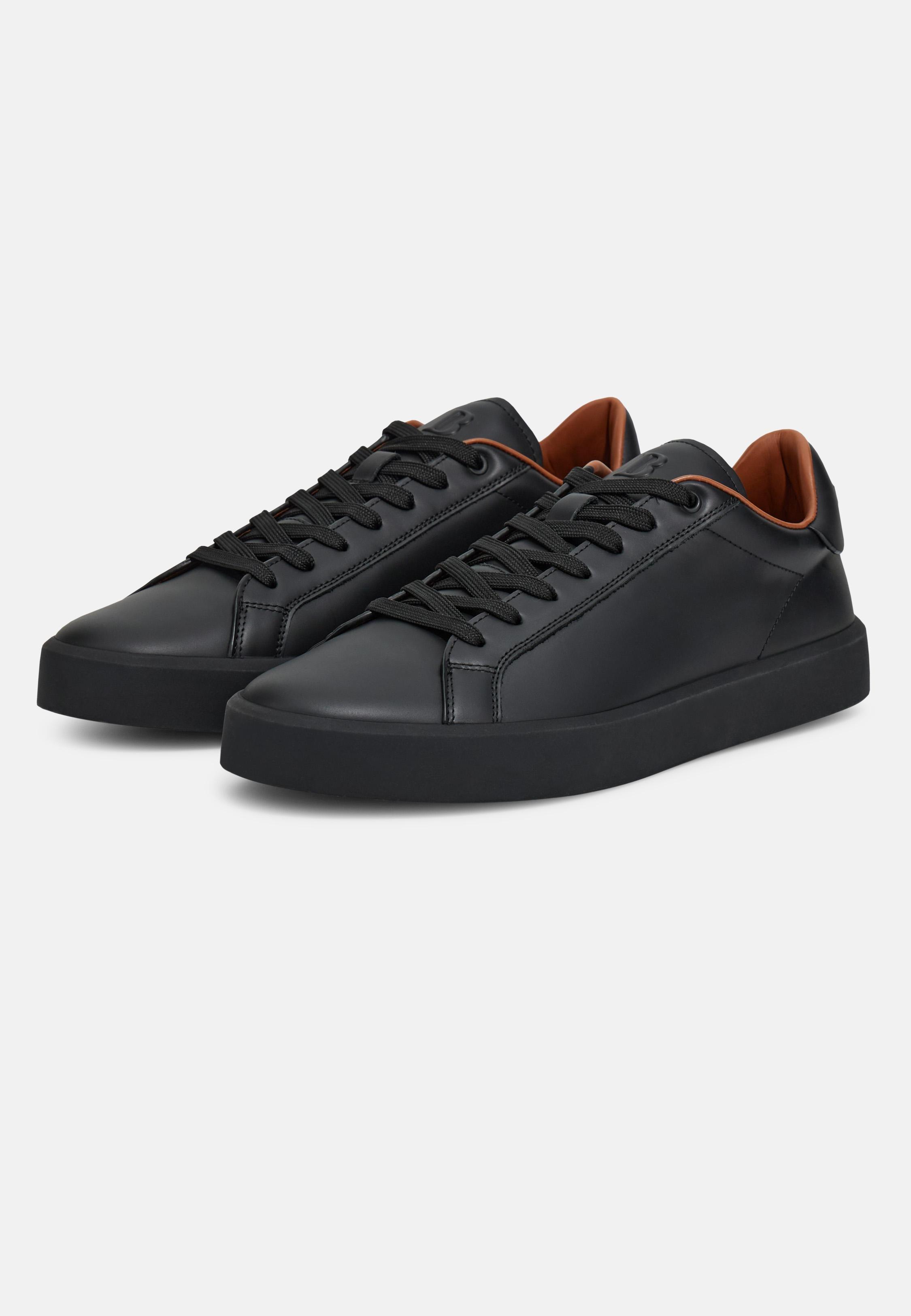 Leather Trainers Black, Black, medium