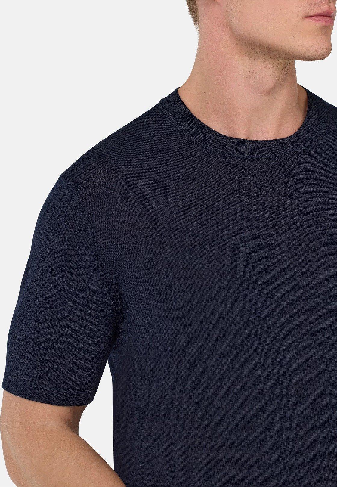 Knitted Merino Wool T-Shirt Navy, , large image number 3