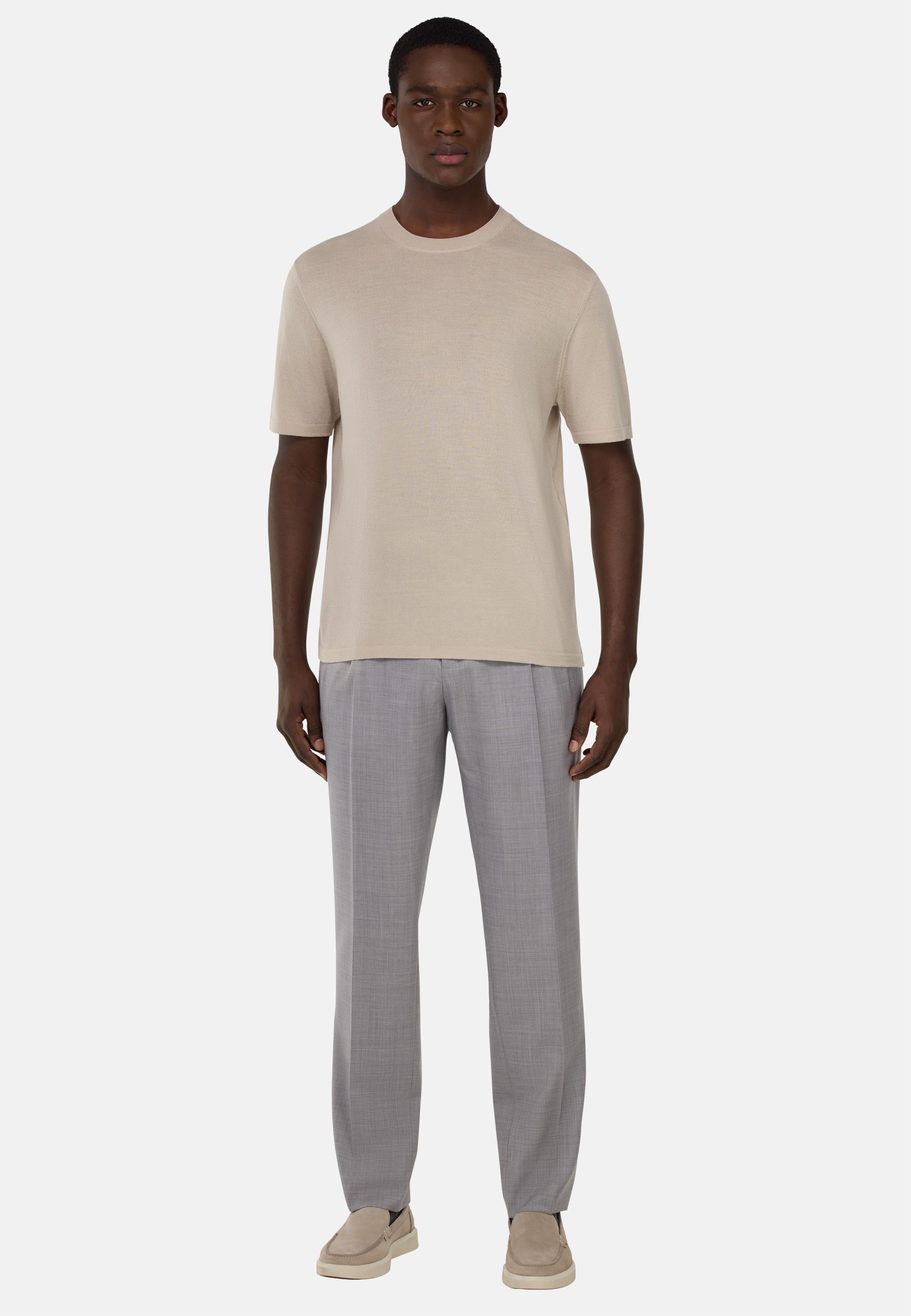 Knitted Merino Wool T-Shirt Beige, , large image number 0