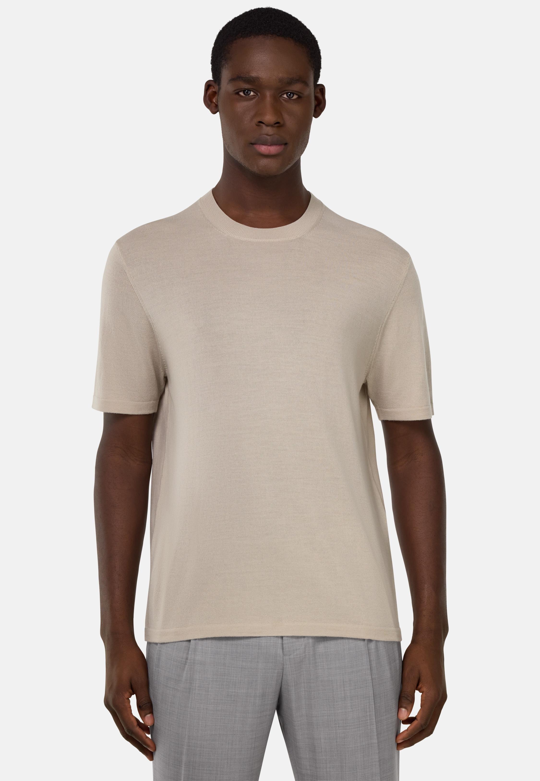 Knitted Merino Wool T-Shirt Beige, , large image number 1
