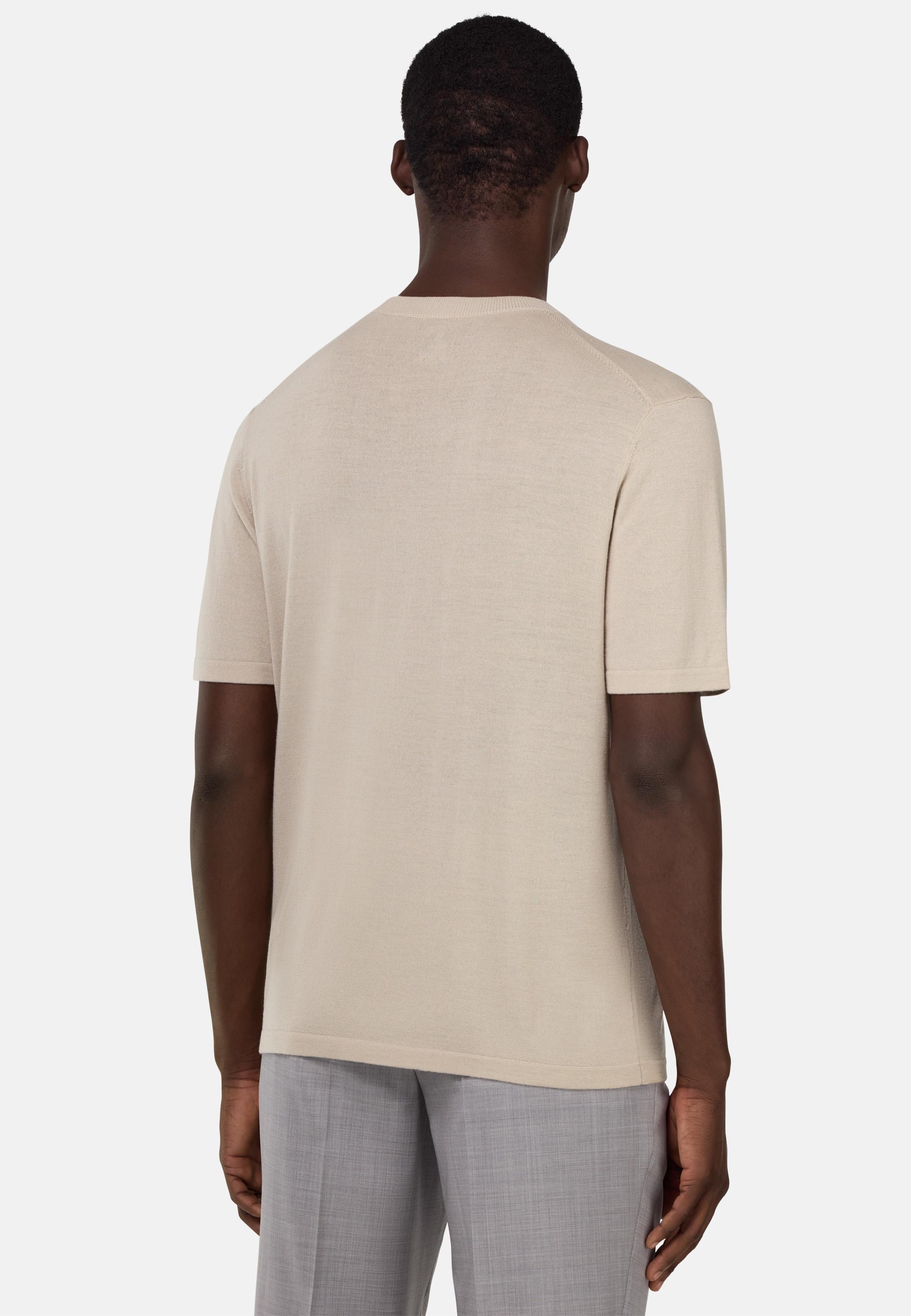 Knitted Merino Wool T-Shirt Beige, , large image number 2