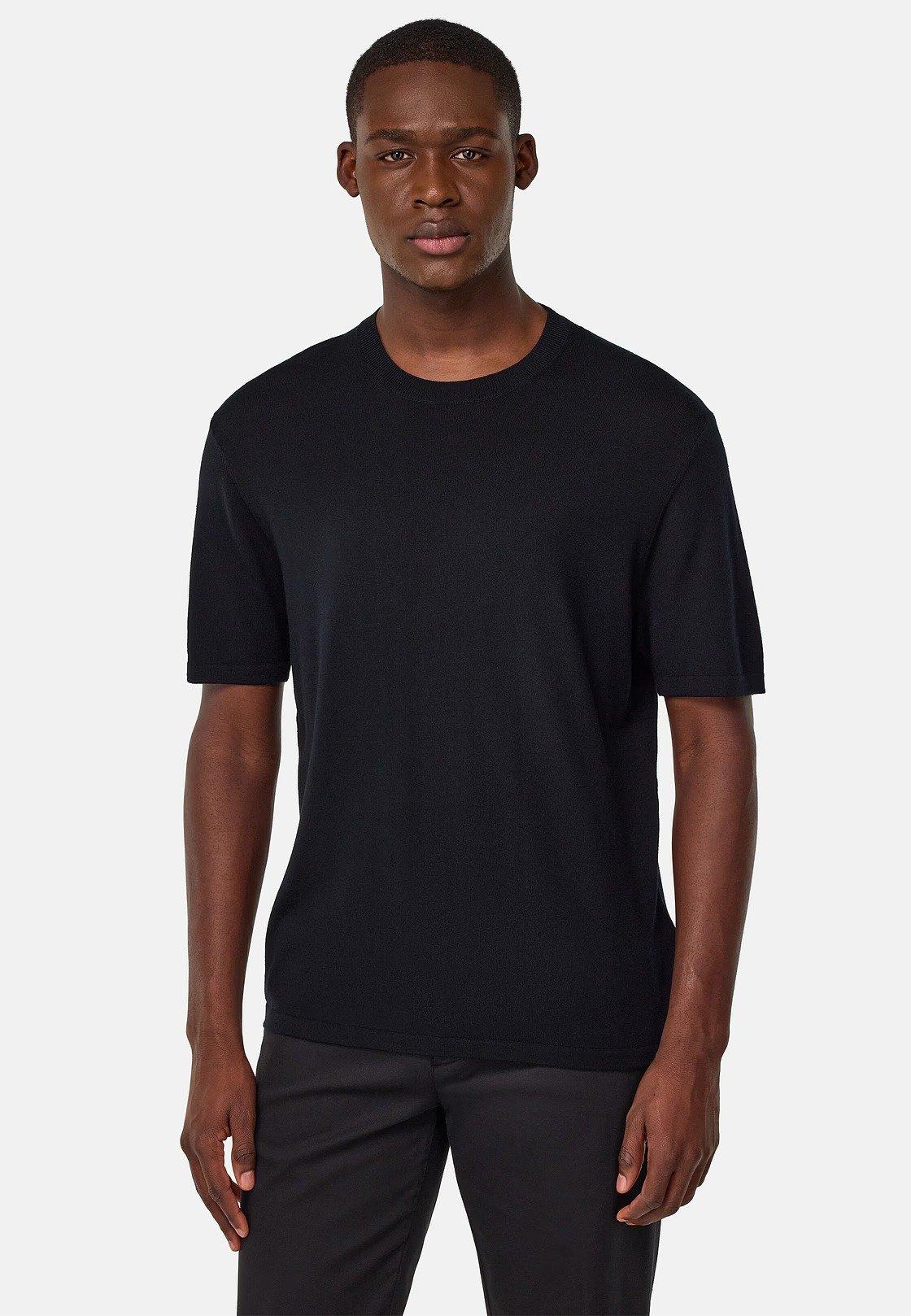 Black Solid Basic Casual T-Shirt, Black, medium