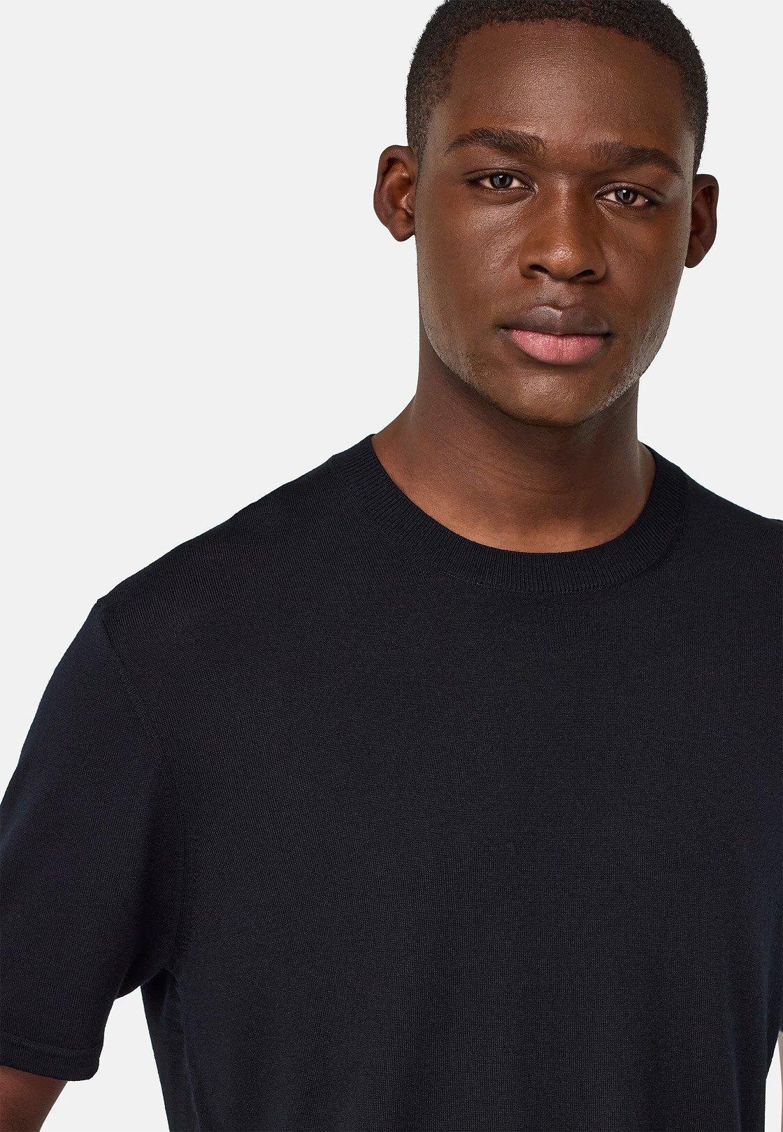 Knitted Merino Wool T-Shirt Black, , large image number 3