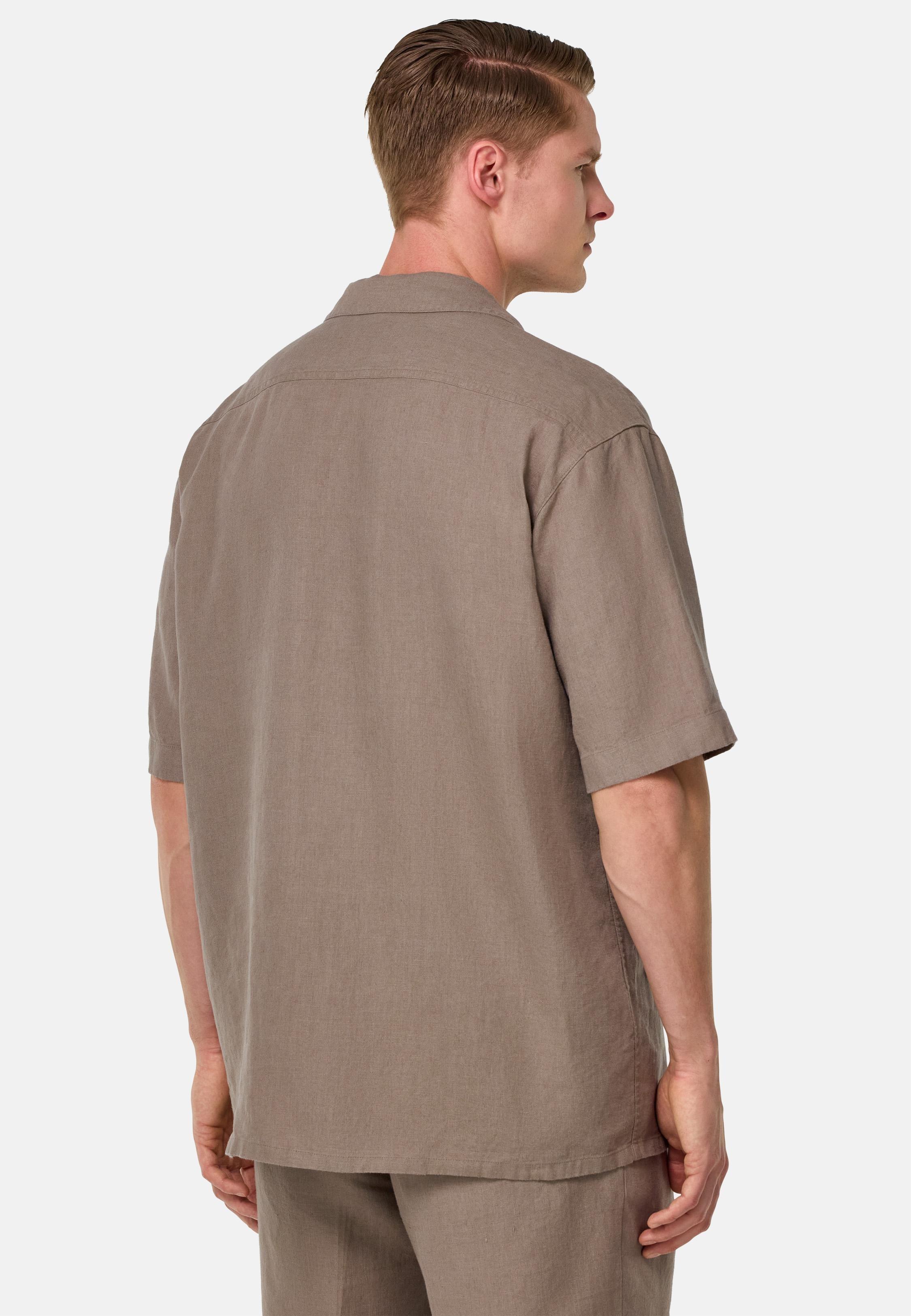 Linen Camp Overshirt Brown, , large image number 1