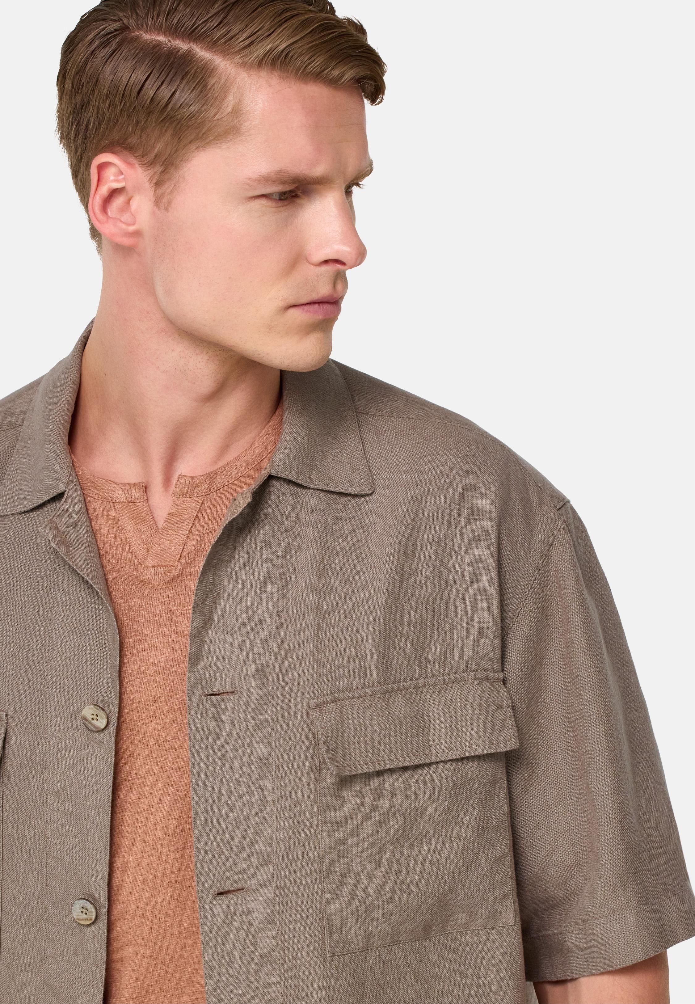 Linen Camp Overshirt Brown, , large image number 2