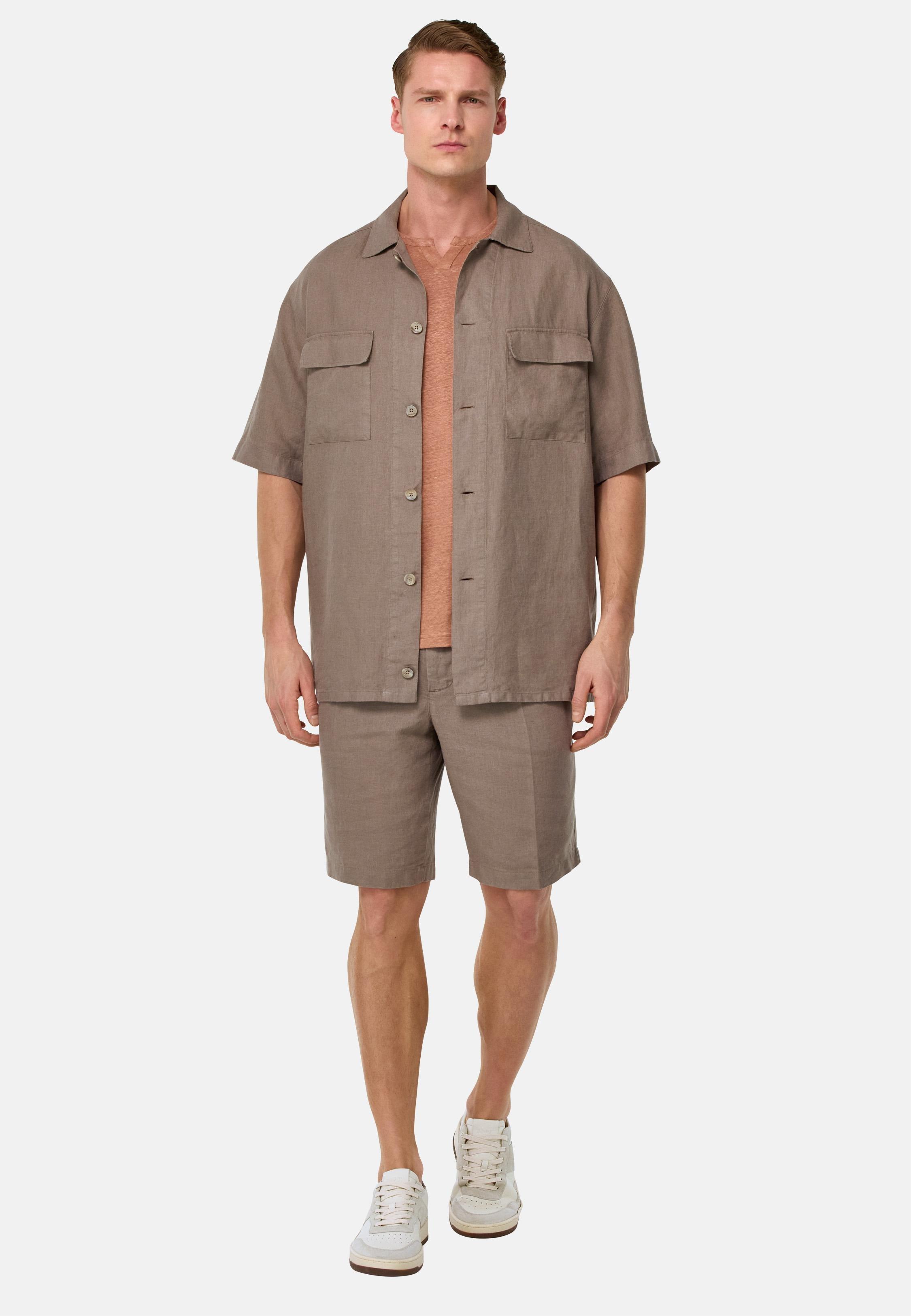 Linen Camp Overshirt Brown, , large image number 3