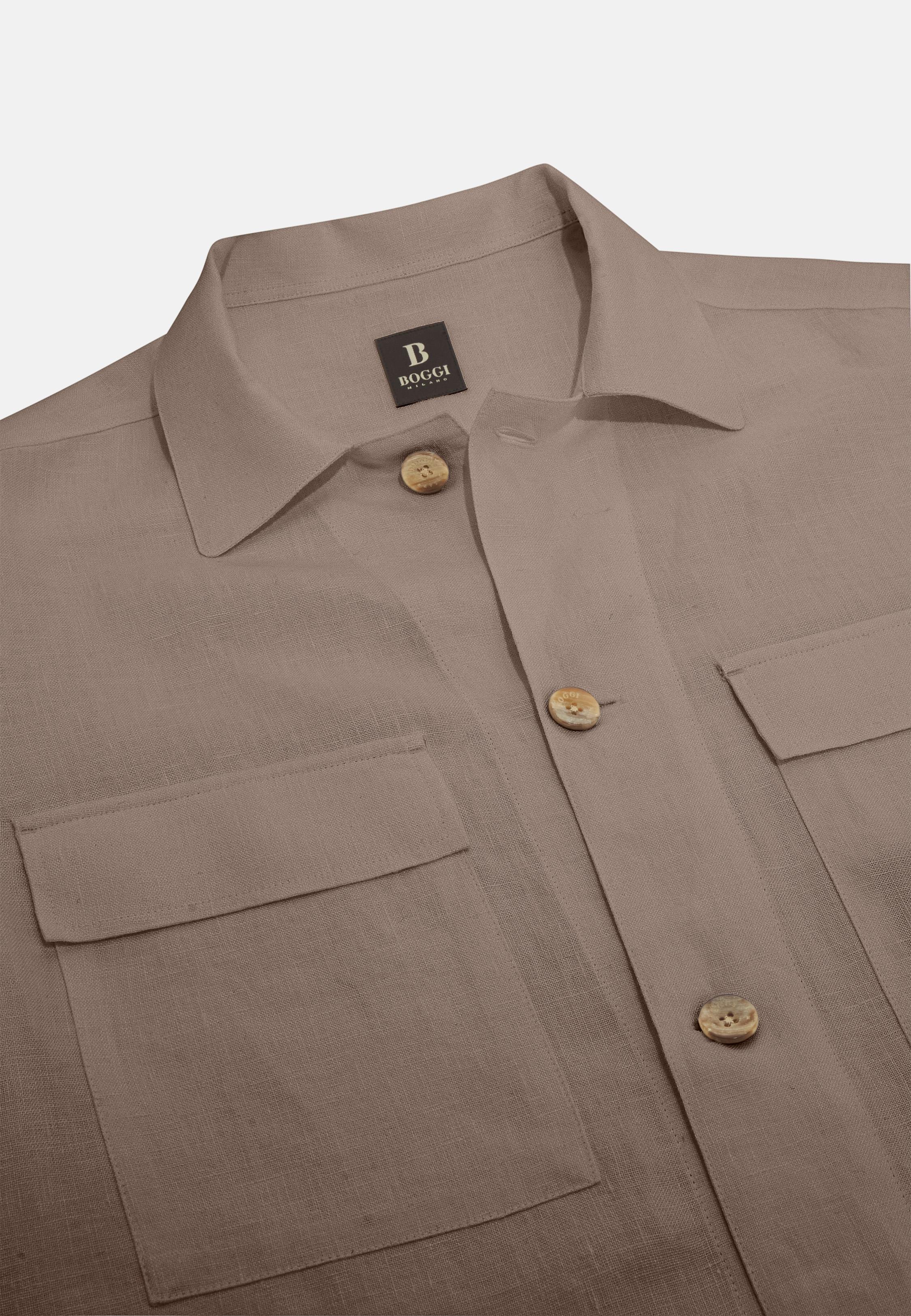 Linen Camp Overshirt Brown, , large image number 4