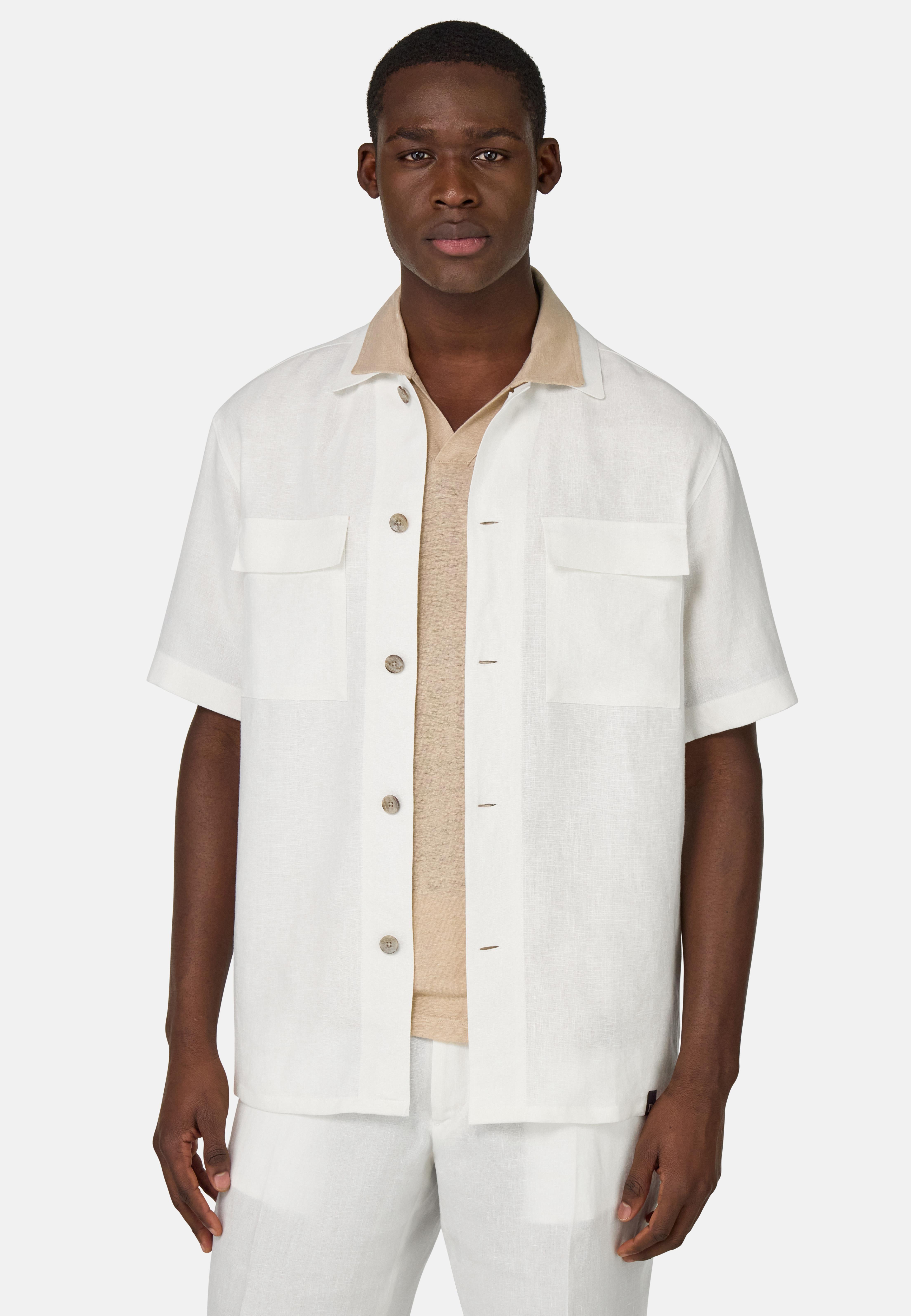 Linen Camp Overshirt White, , medium