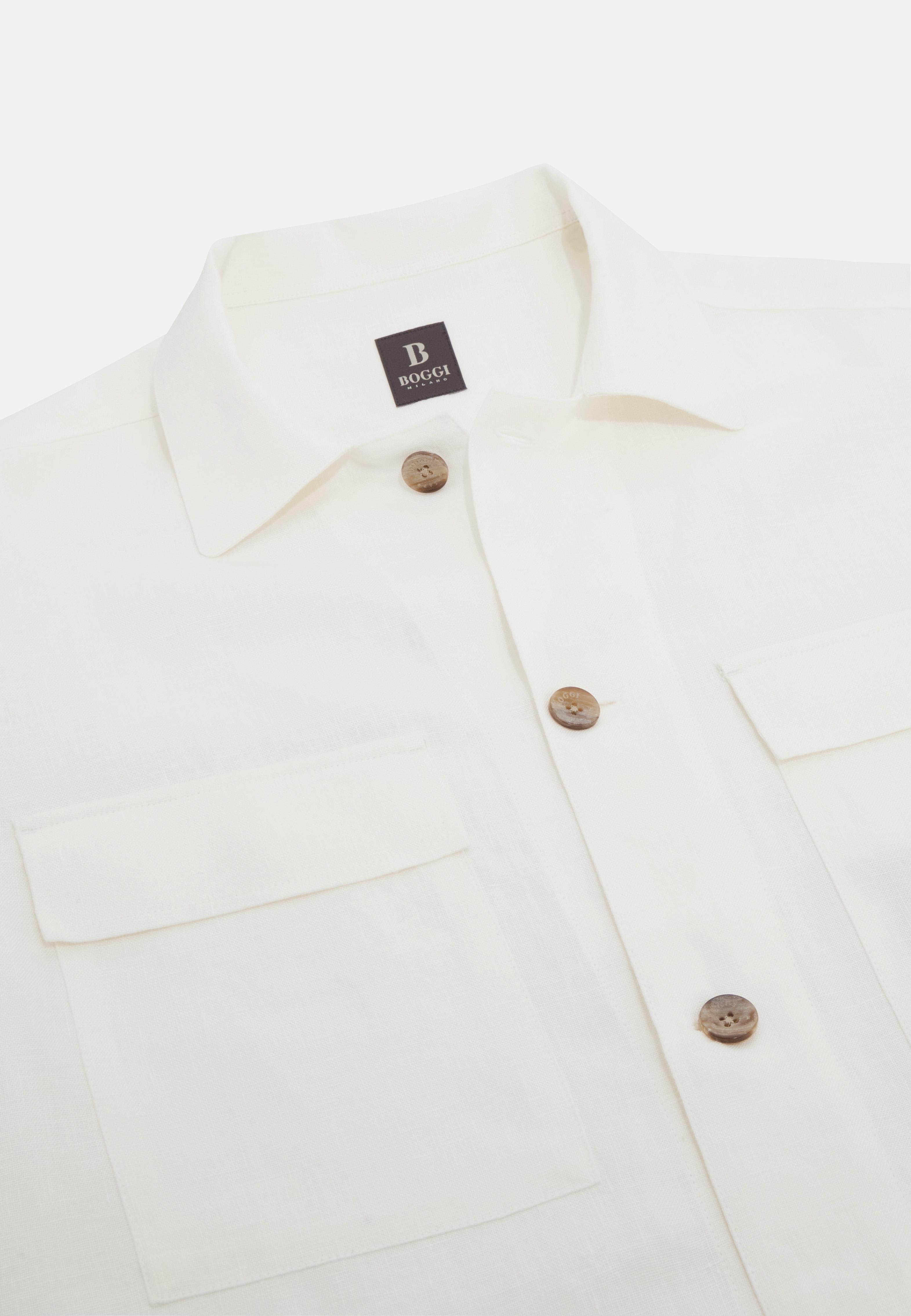 Linen Camp Overshirt White, , large image number 4