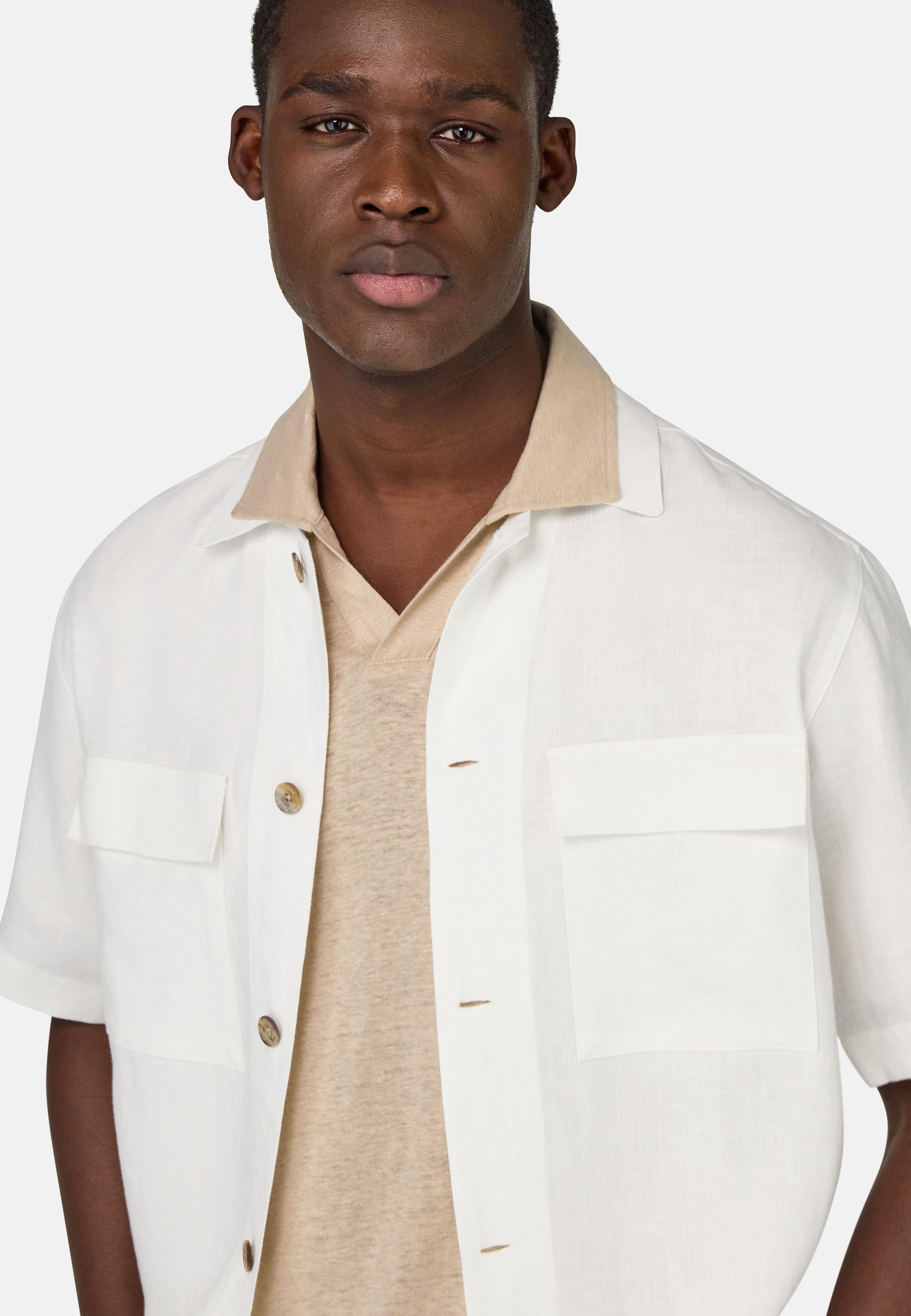 Linen Camp Overshirt White, White, large image number 5