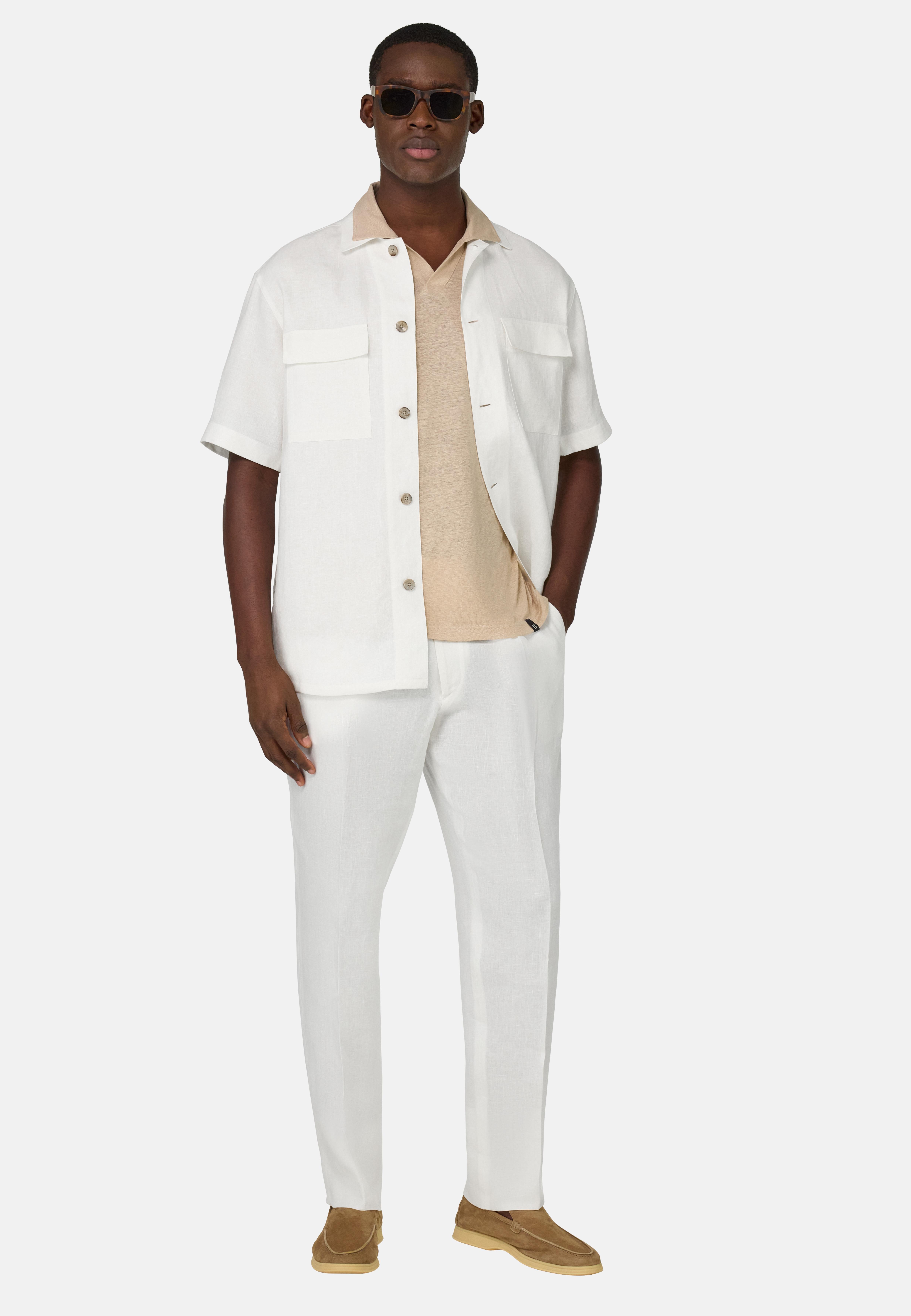 Linen Camp Overshirt White, White, large image number 6