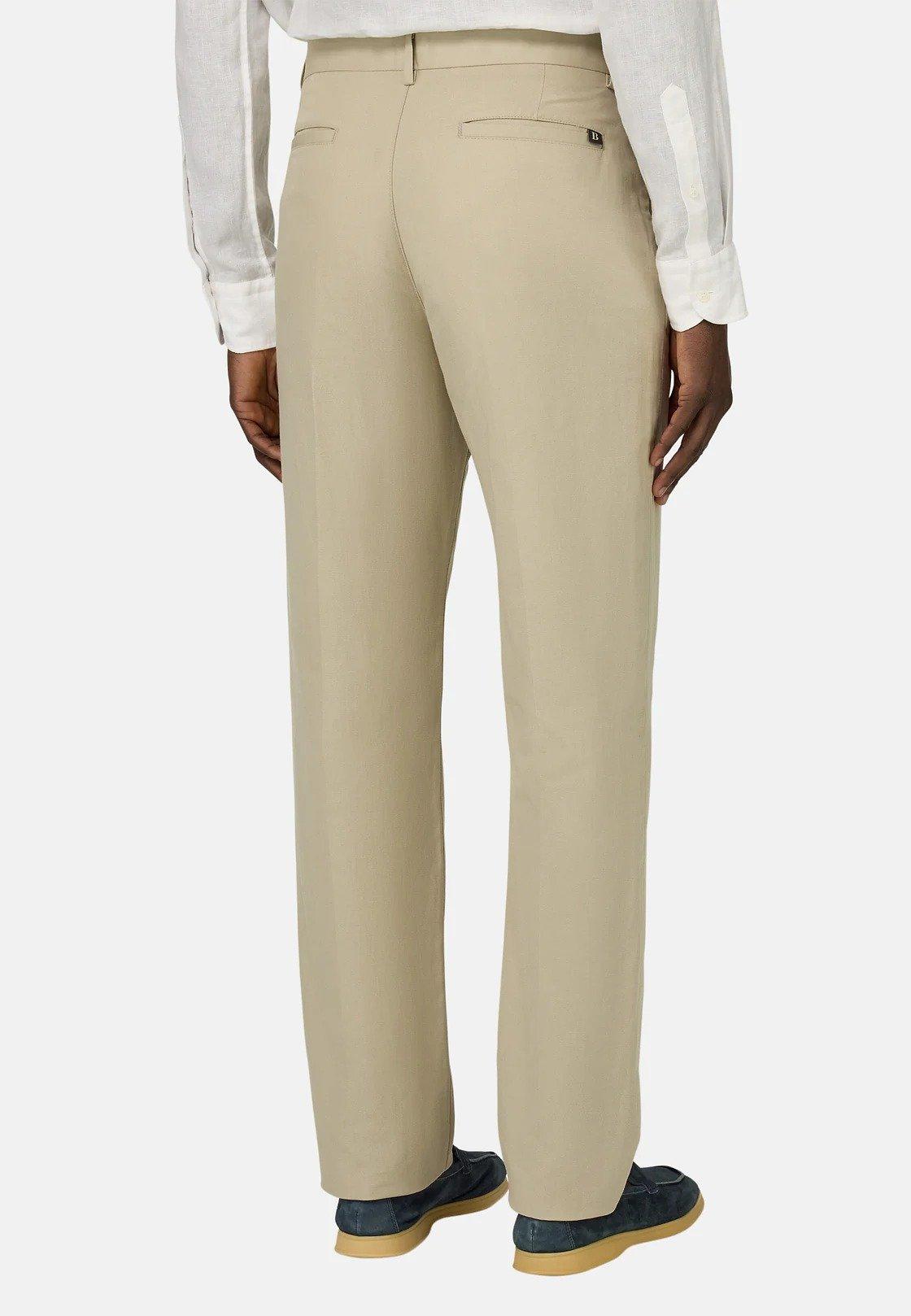 Stretch Cotton And Linen Trousers Beige, Sand, large image number 2