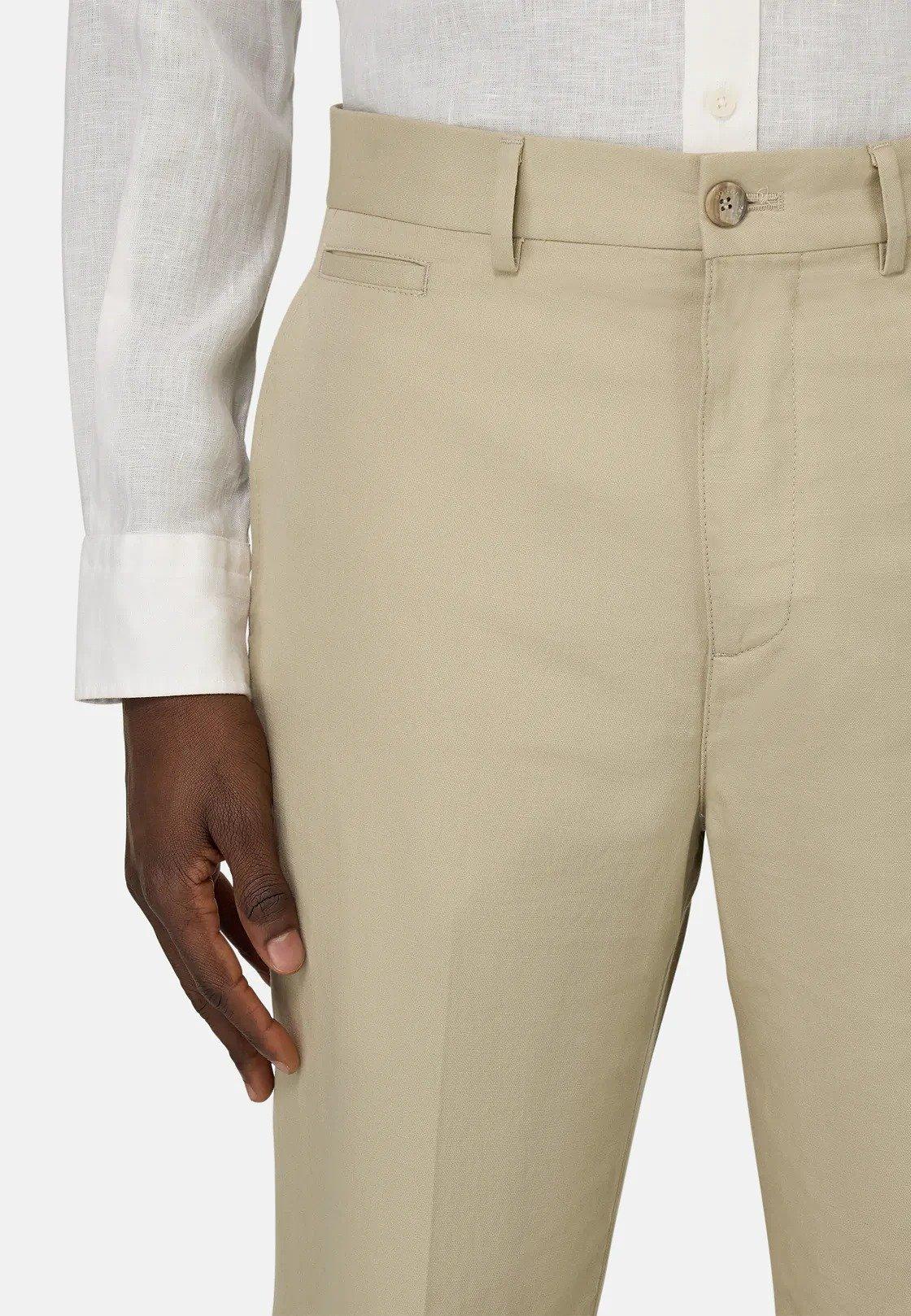 Stretch Cotton And Linen Trousers Beige, Sand, large image number 3